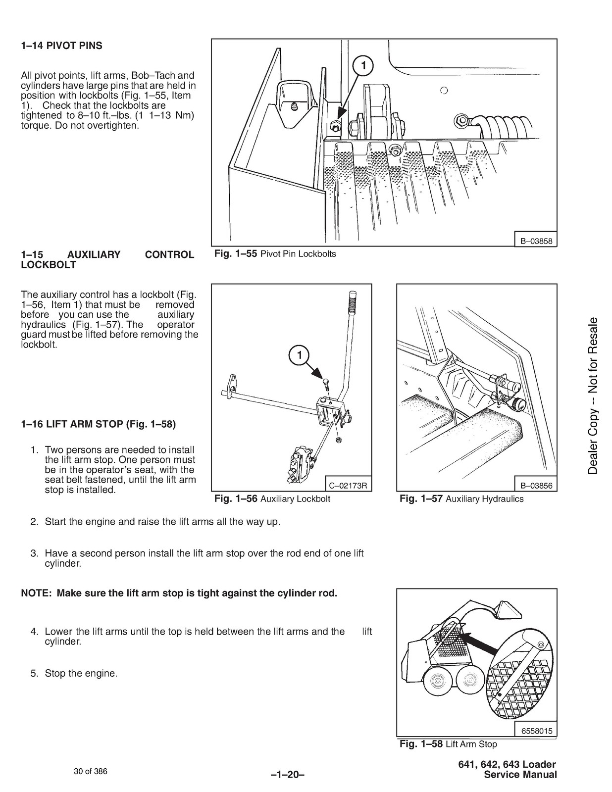 BOBCAT 641 642 643 H Series Skid Steer Loader Service Manual 1996, FOLDOUTS