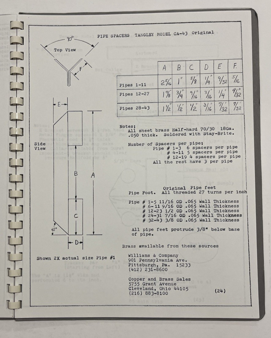 Air Calliope Building Plans, Tangley Model CA-43 1979 Soft Cover, Comb Binding
