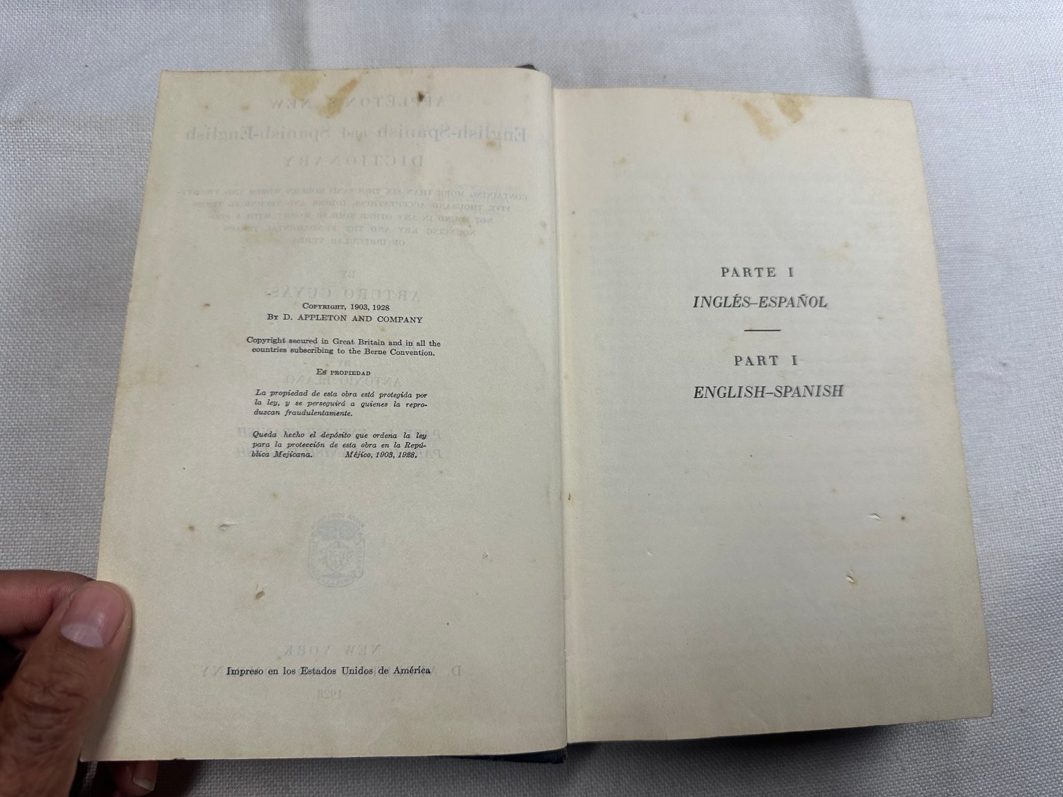 Appleton’s New Spanish Dictionary Cuyás Llano 1928 Revised Bilingual D. Appleton