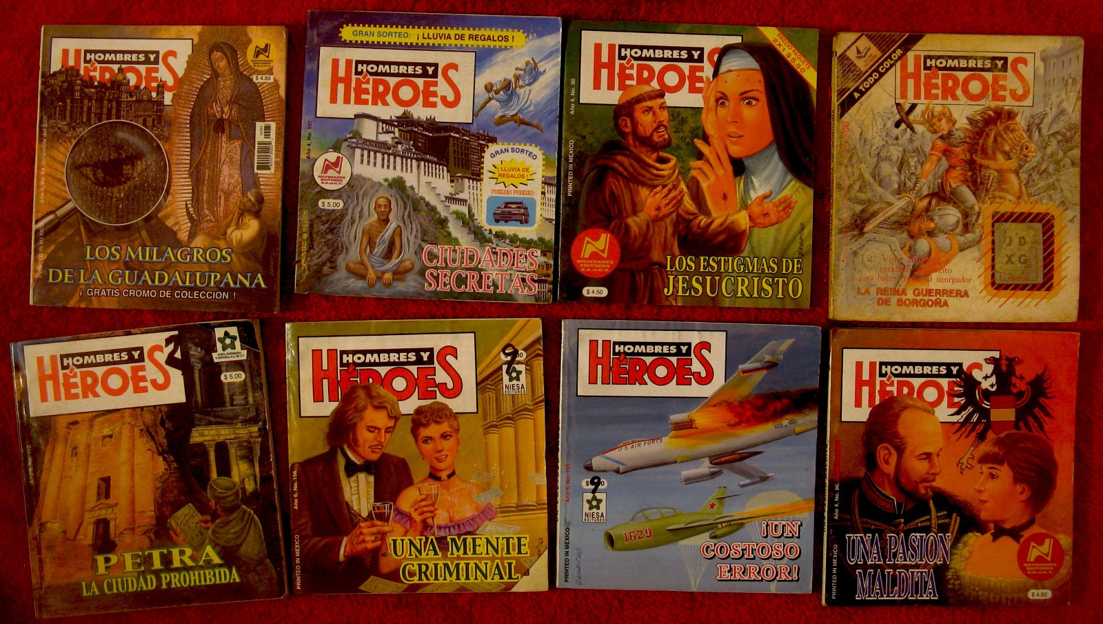 HOMBRES Y HEROES – set de 8 novelas ilustradas, vintage Mexican pulp fiction