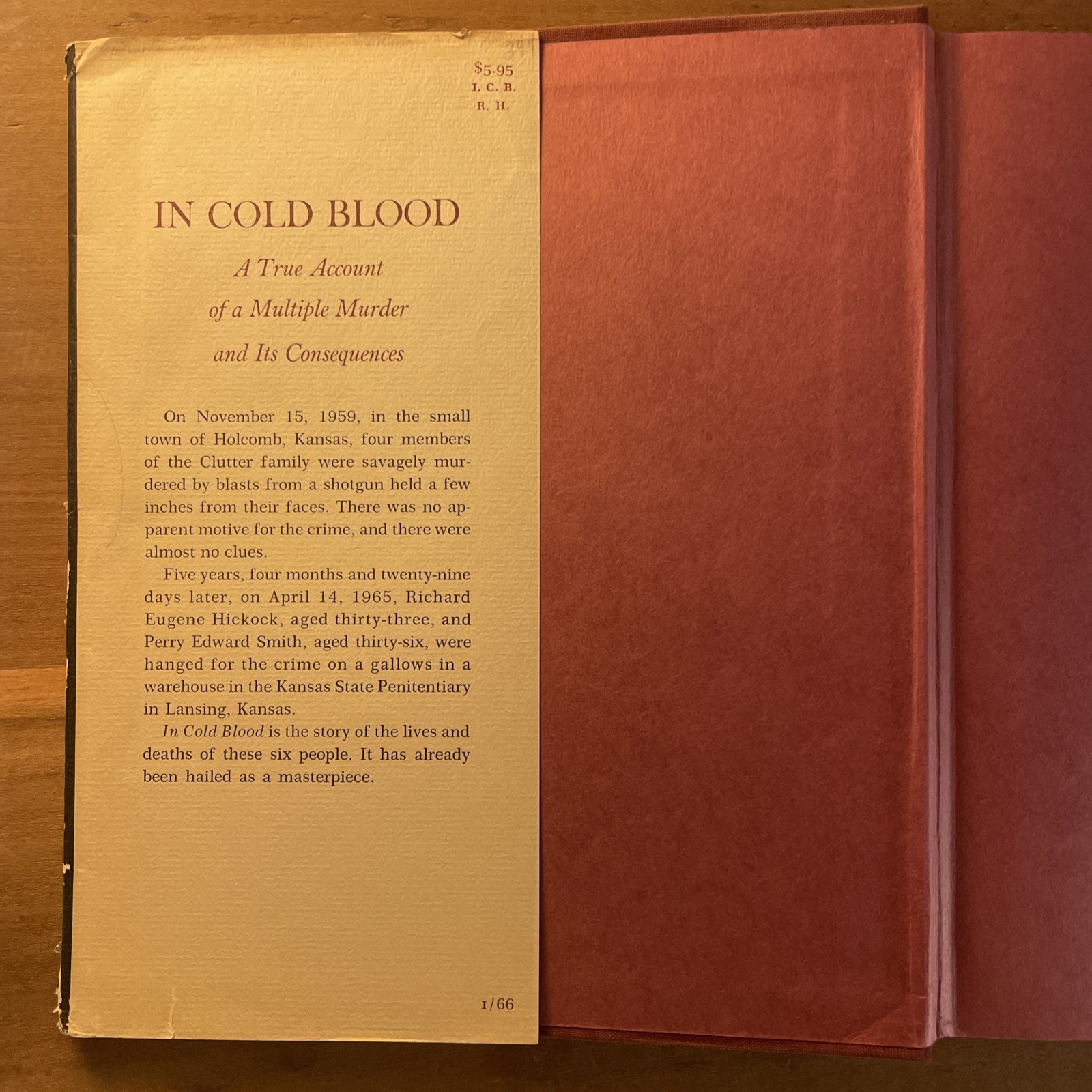 In Cold Blood by Truman Capote, TRUE FIRST EDITION, FIRST PRINTING, DJ Fair