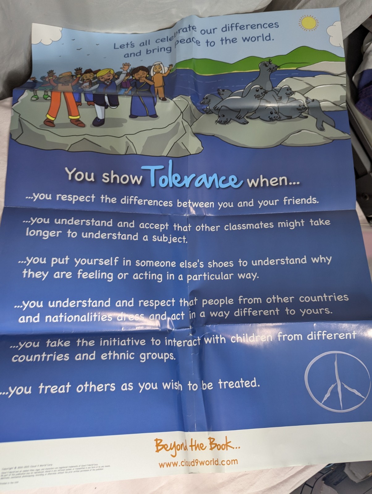 Home School Teachers Cloud 9 world character book TOLERANCE k-1st poster kit