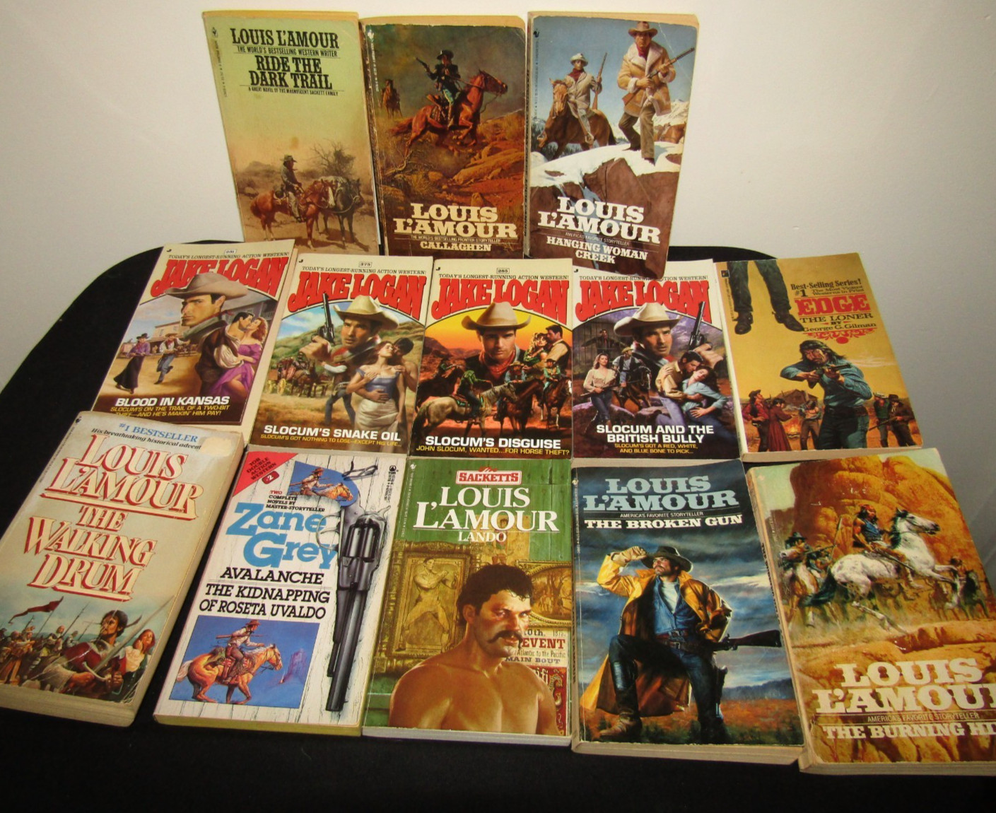 Lot Of 13 Paperback Books Western Louis L’Amour Early Sackett w Slocum Zane Grey