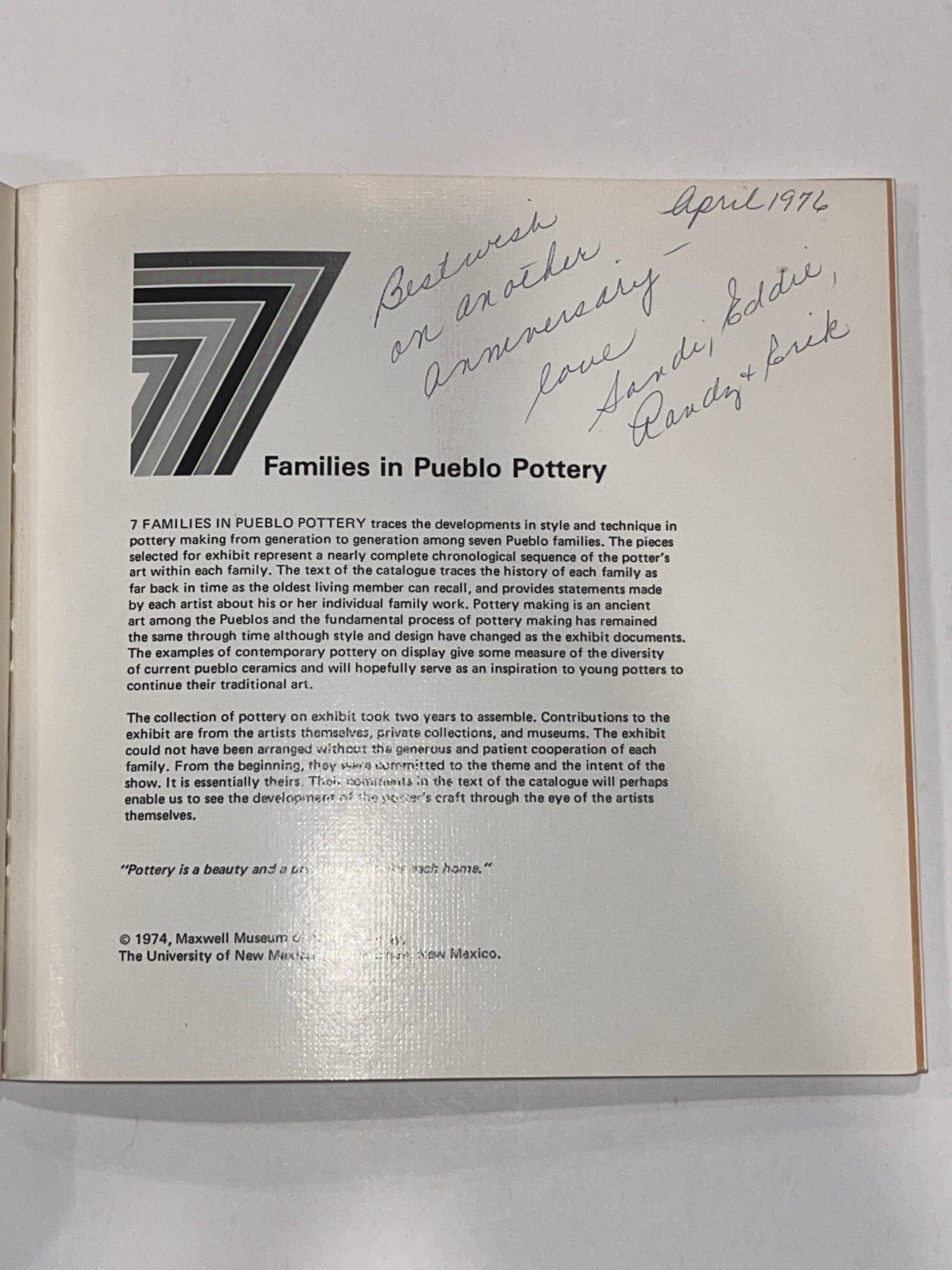 7 FAMILIES IN PUEBLO POTTERY Chino ACOMA Zuni SAN ILDEFONSO Native American ART