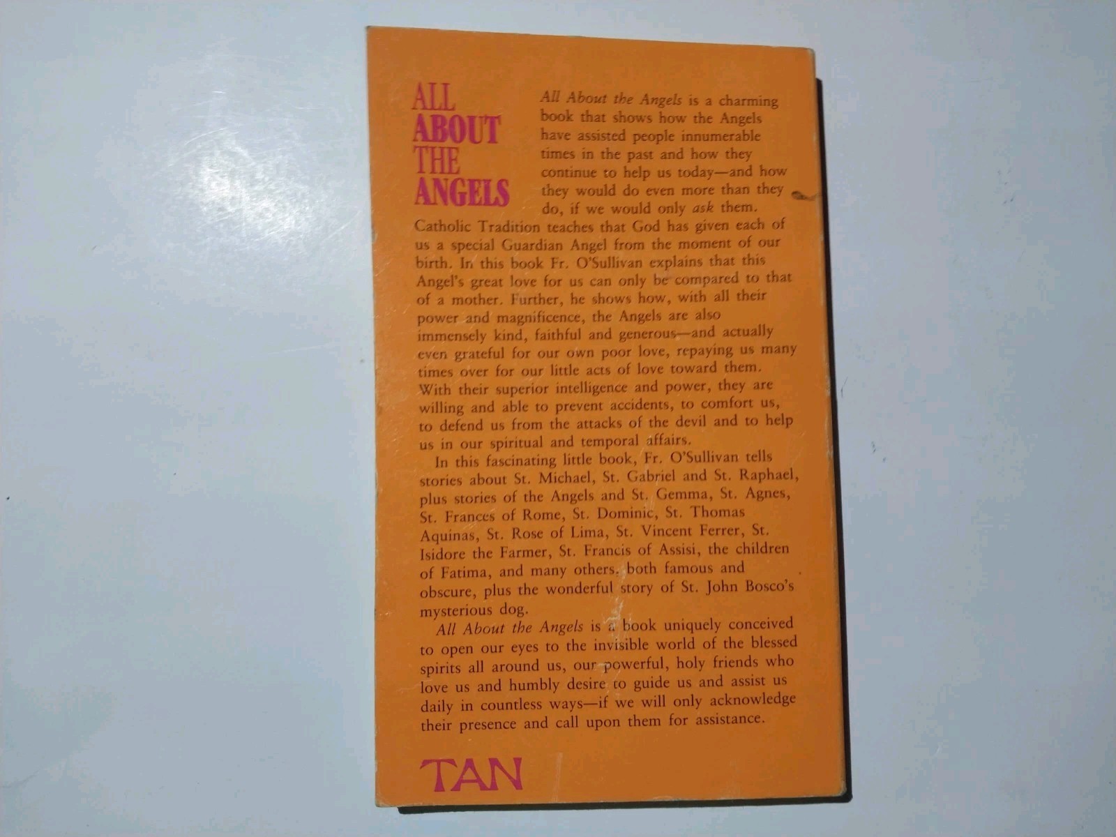 1990, “All About The Angels” By Fr. Paul O’Sullivan Paperback Book GOOD Vintage