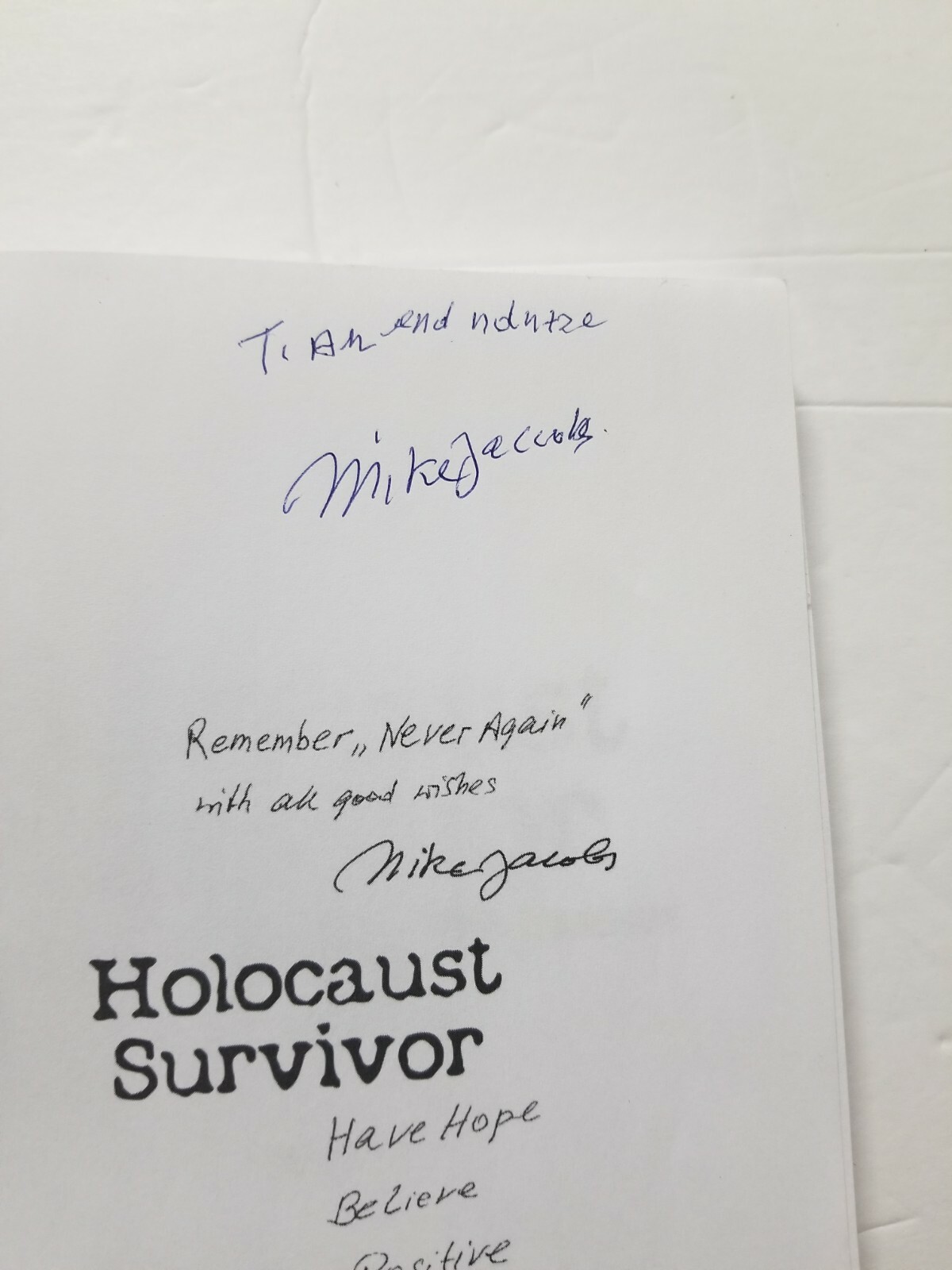 AUTOGRAPHED by Mike Jacobs! Holocaust Survivor Mike Jacobs’ Triumph over Tragedy