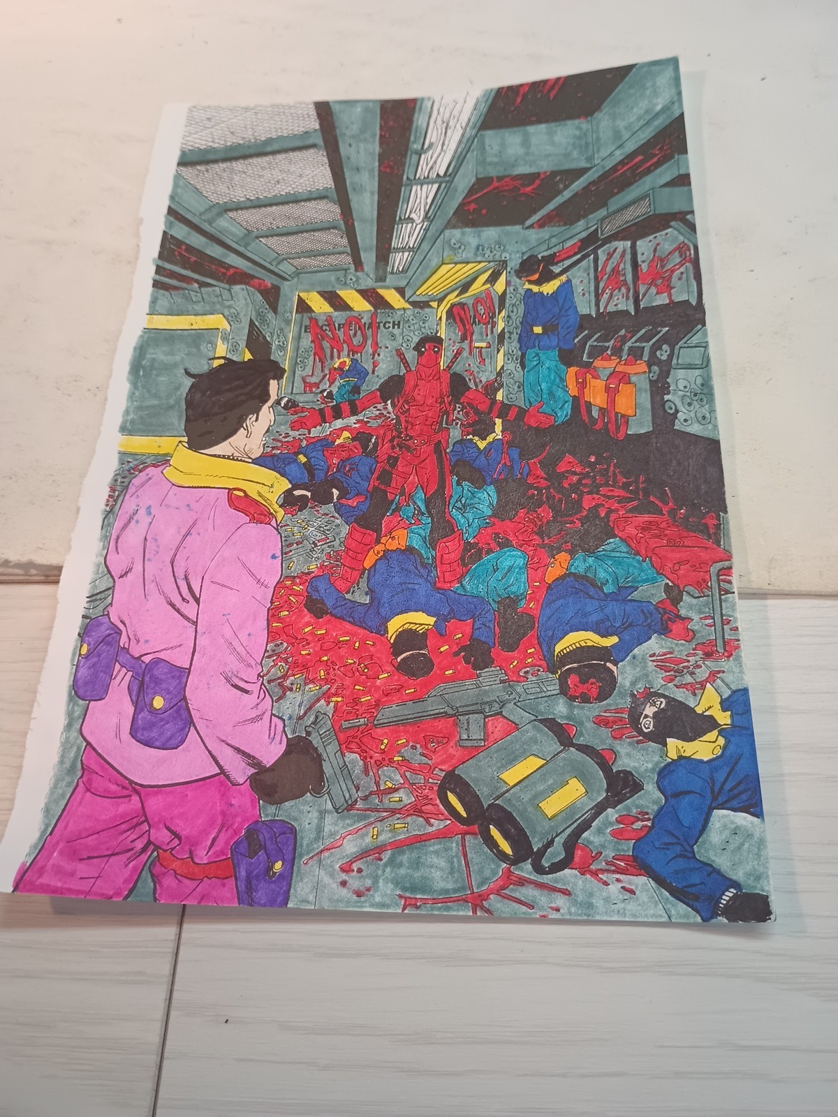 (1) Pre-owned 14 Colored Pages From Deadpool Coloring Book.
