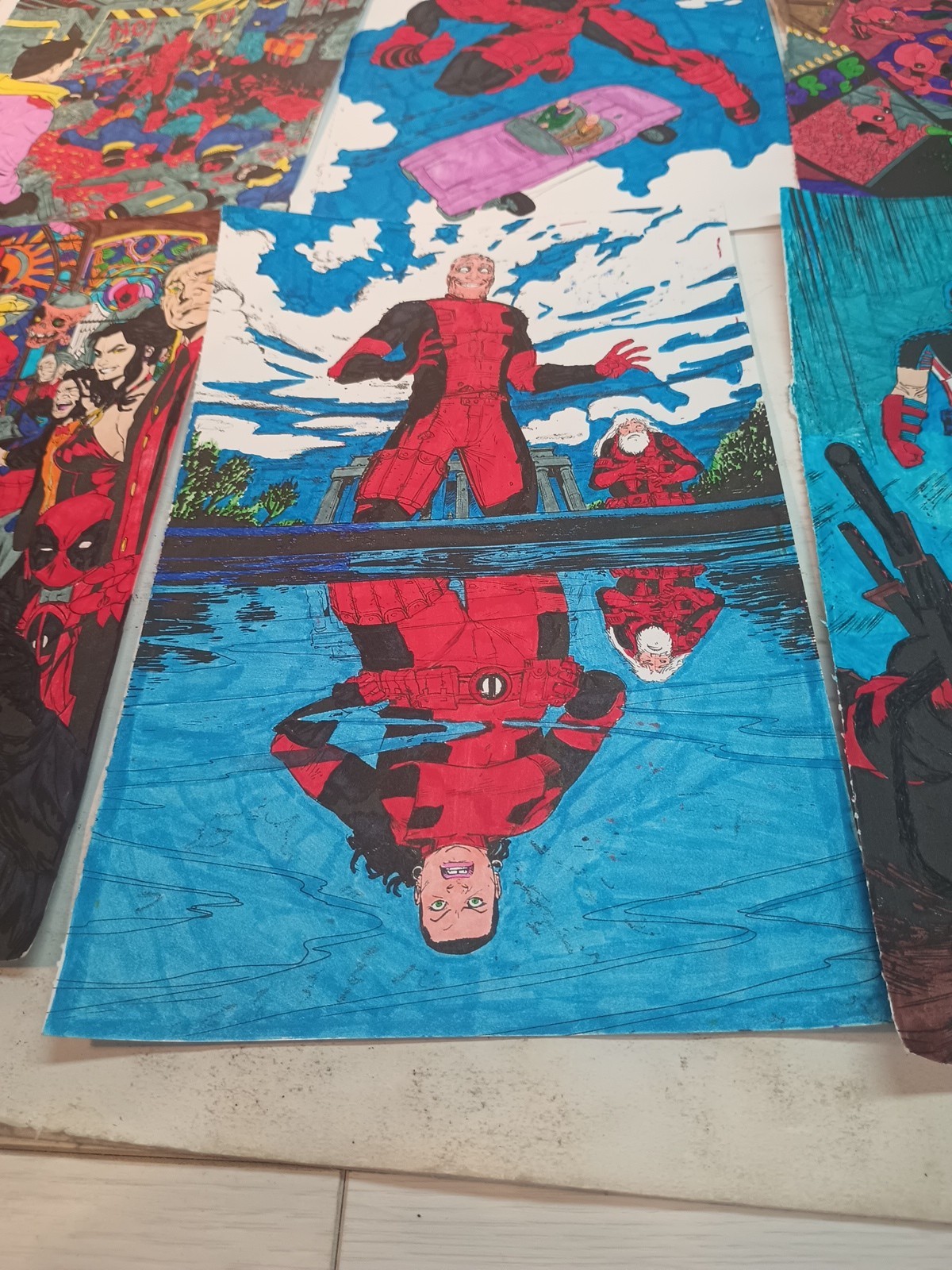 (1) Pre-owned 14 Colored Pages From Deadpool Coloring Book.