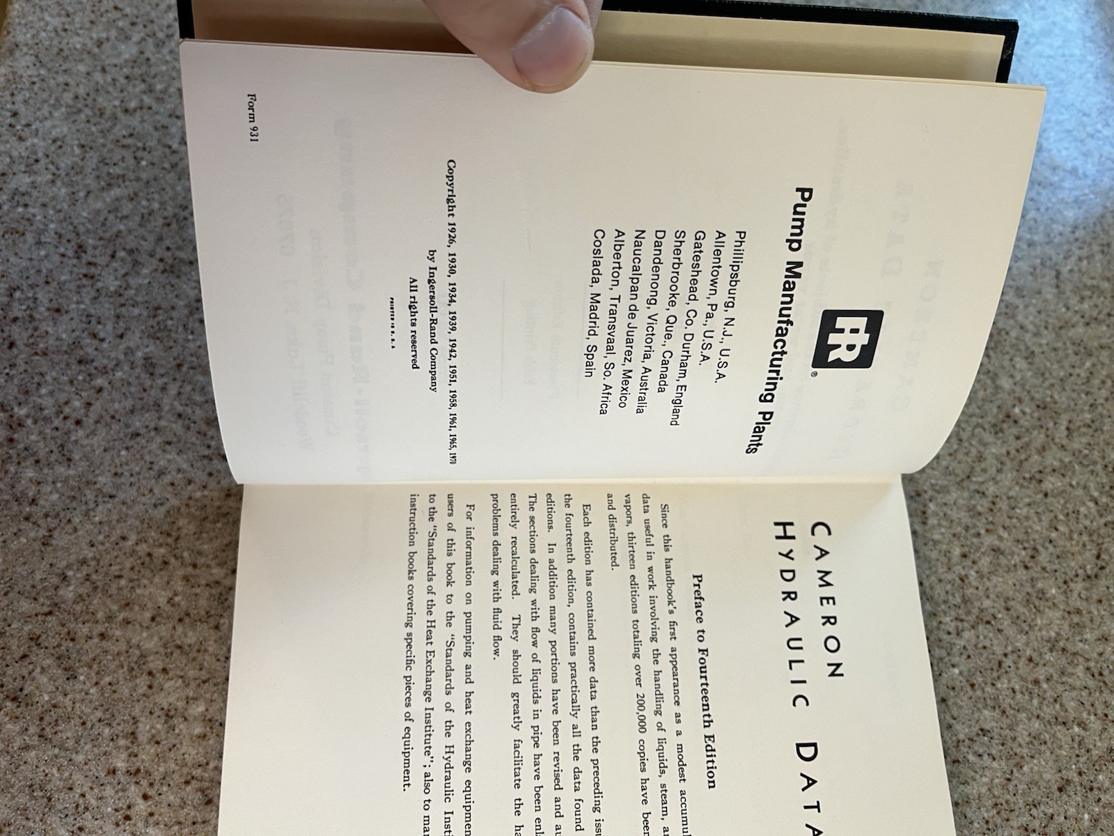 Cameron Hydraulic Data 14th Edition 1970 Hardcover