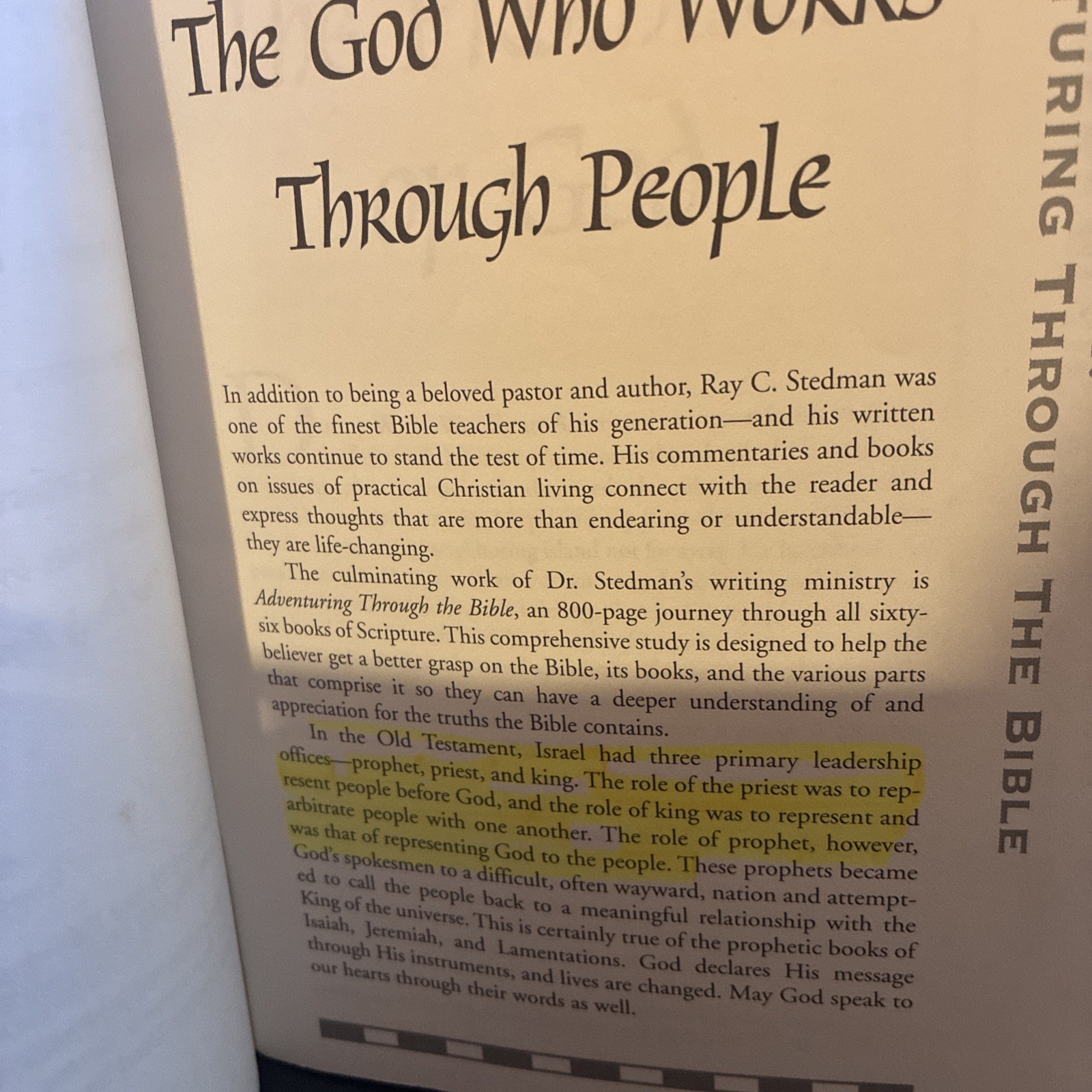 RAY C STEDMAN # TRADE PB ADVENTURING THROUGH Isaiah, Jeremiah, Lamentations