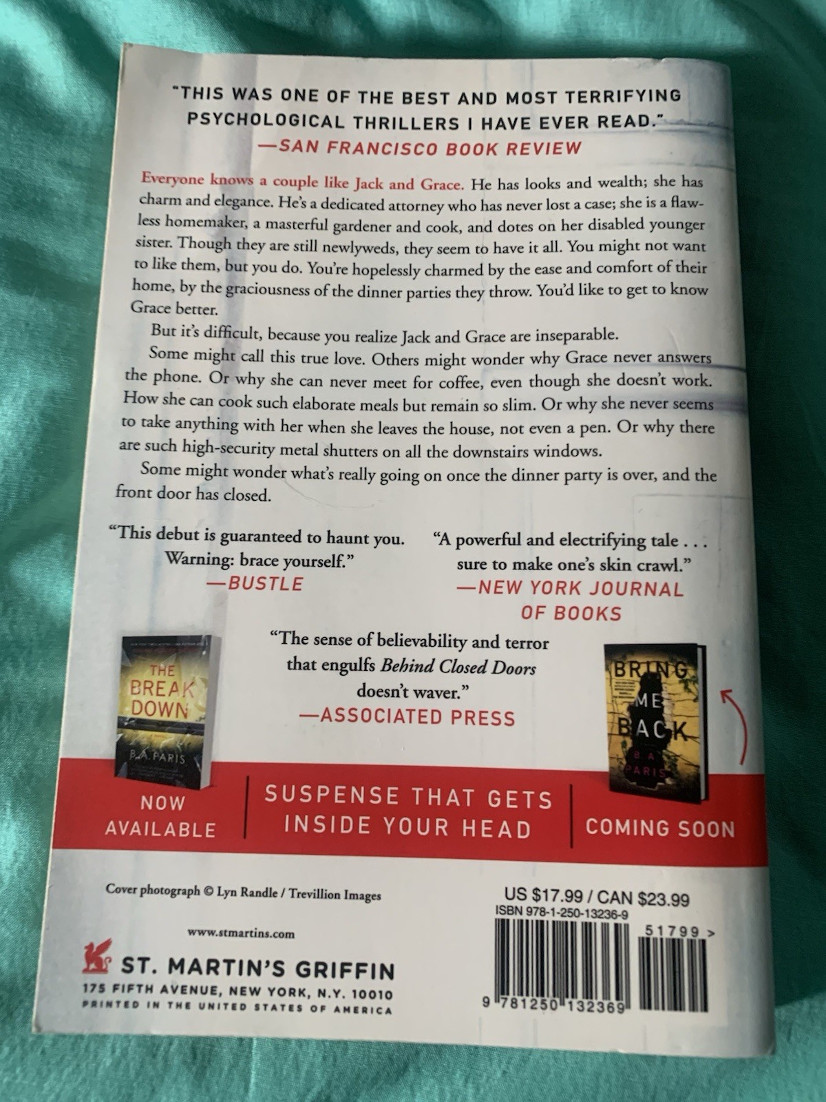 Behind Closed Doors B A Paris Like New Trade Paperback