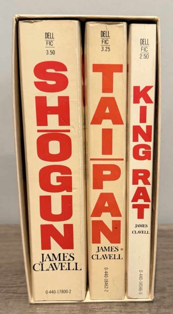 Vtg 1980 James Clavell Three Epic Novels Box Set Shogun Tai-Pan King Rat Case