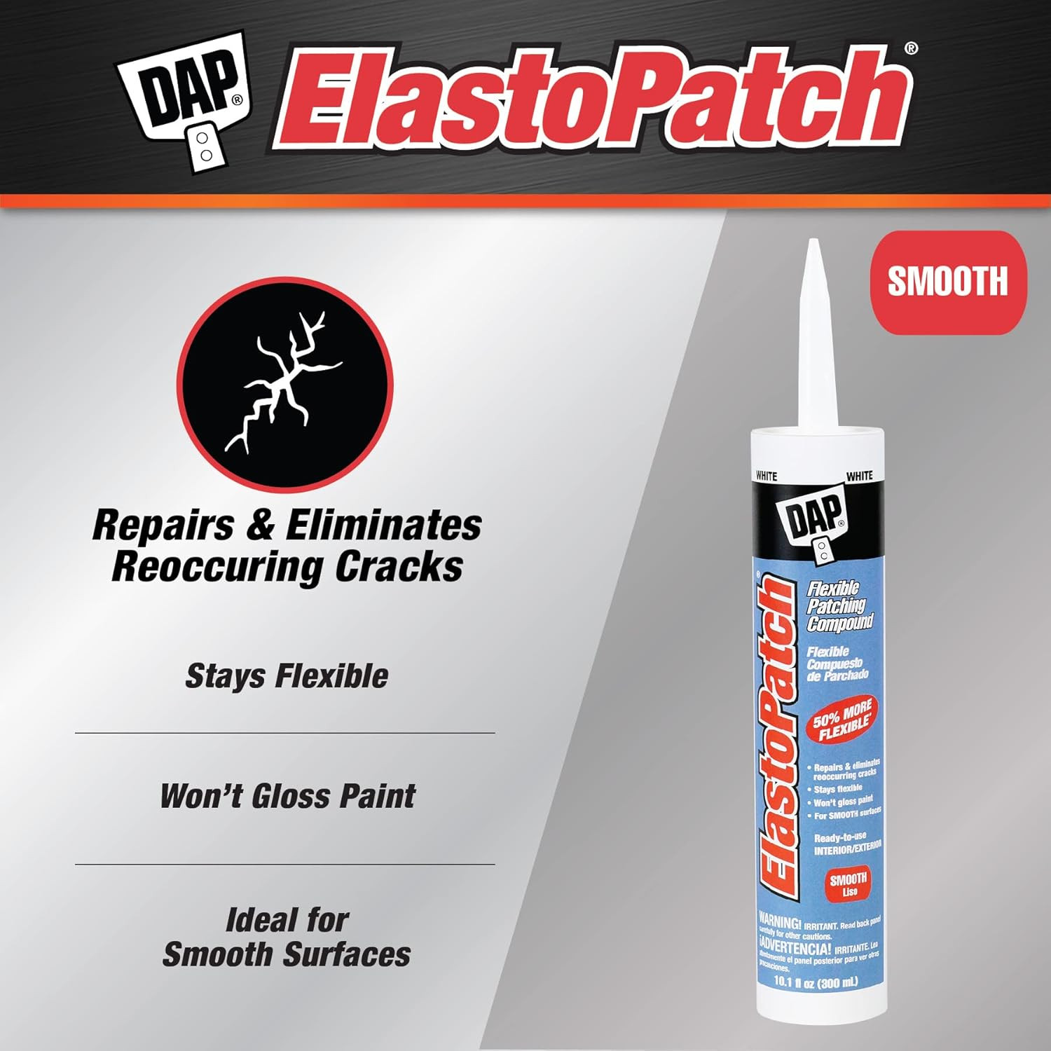 Dap 12276 Elastomeric Patch and Caulking Compound, 10.1-Ounce 10.1 oz, White