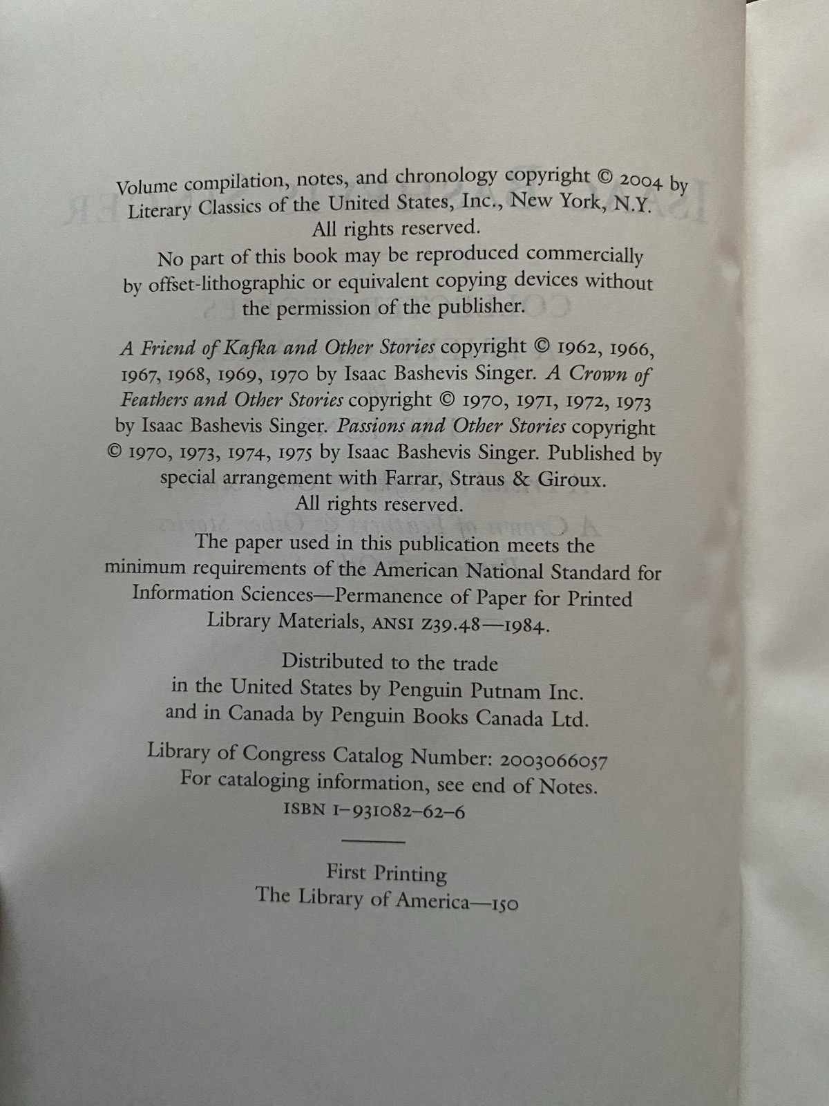 Isaac Bashevis Singer 3 Volumes The Library of America