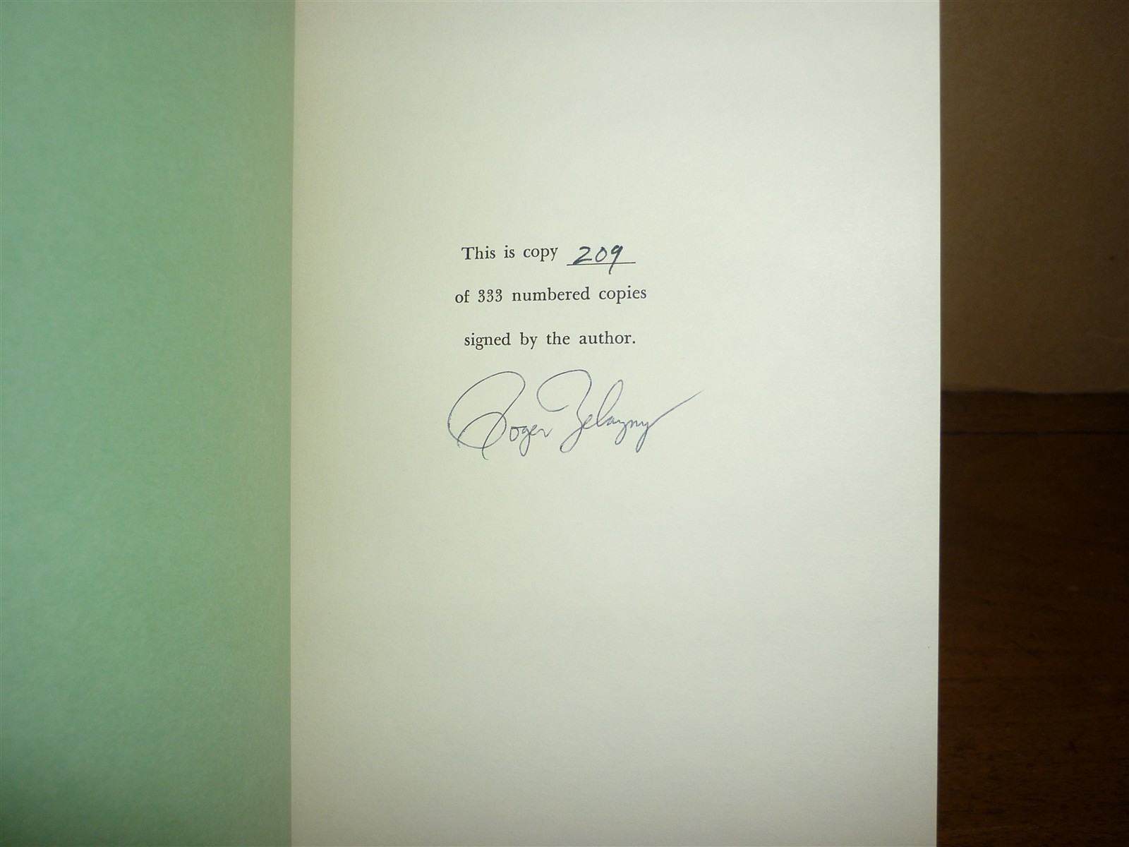 Roger Zelazny. Dilvish the Damned. No. 209 of 333 signed. 1983. Fine in fine dj.