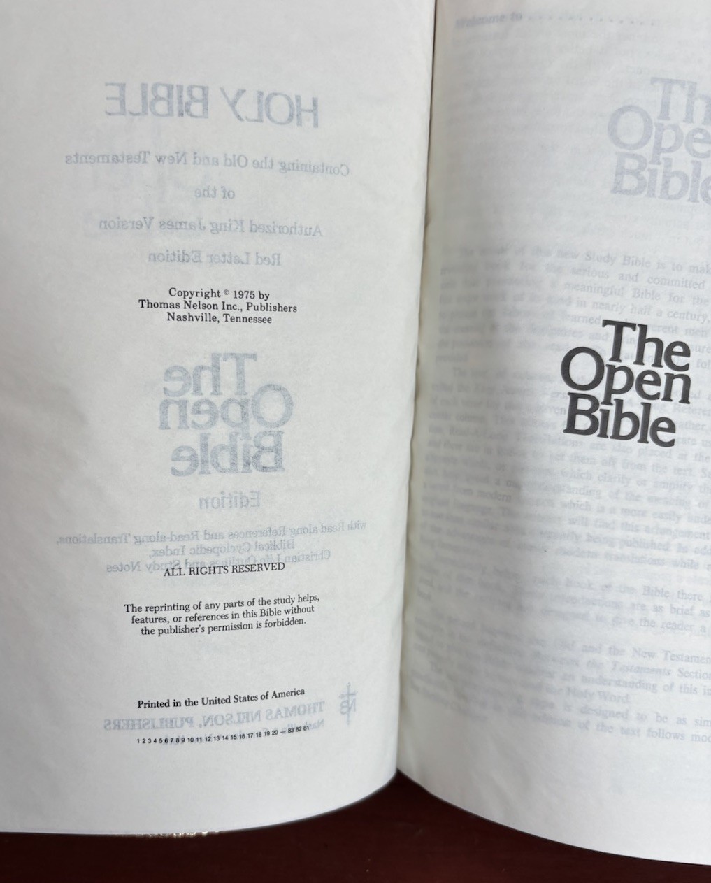 Nelson Open Bible KJV Genuine Cowhide Leather 1975 Personal Size in Box 647BR