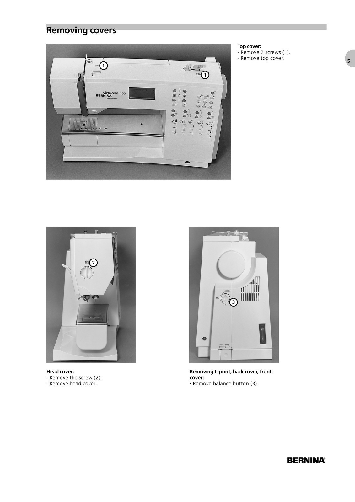 BERNINA Activa 1340 140 Virtuosa 150 160 Service Manual Not User Manual