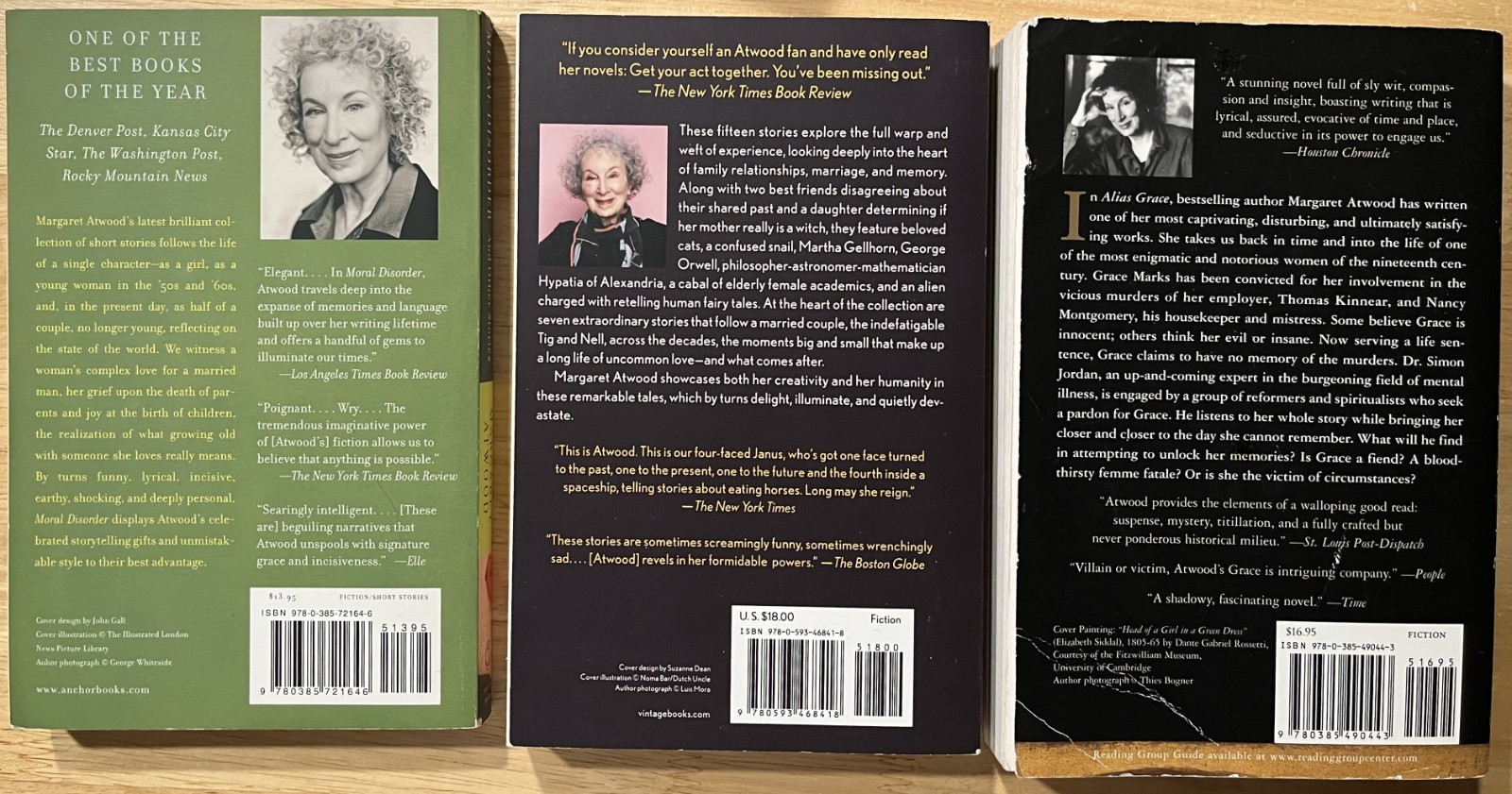 Lot of 3 Margaret Atwood: Moral Disorder~Old Babes in Wood~Alias Grace~ Trade PB