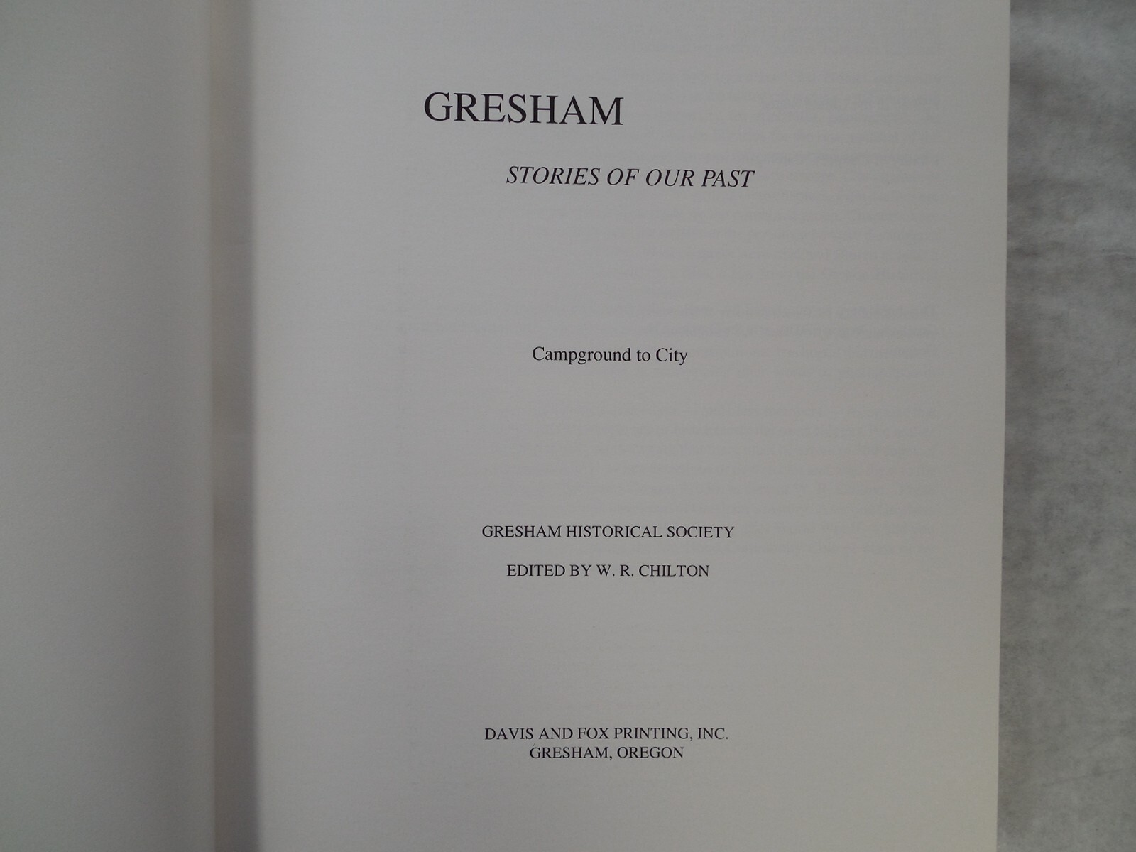 Gresham: Stories of Our Past – Before and After the World Wars, 1996, Very Good+