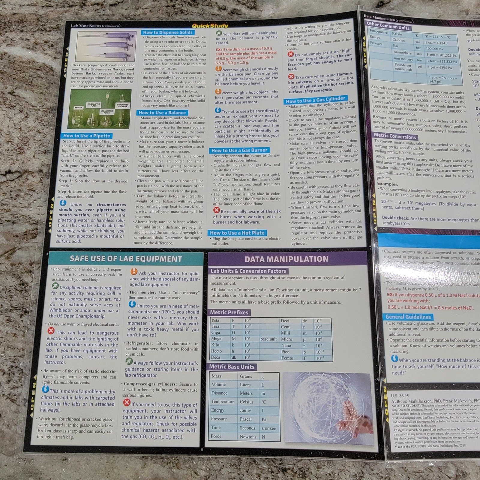 Quick Study Chem Lab Basics Laminated Study Guide Periodic Table Safety