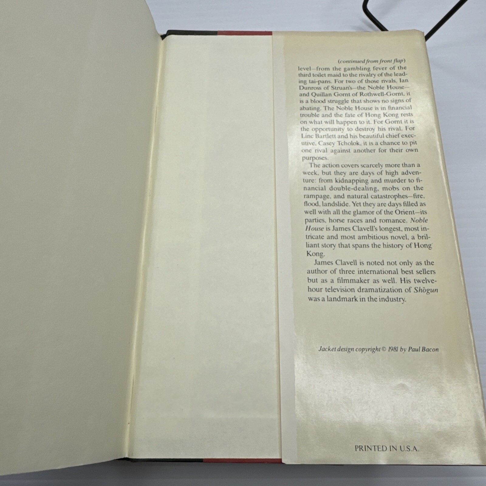 James Clavell Noble House Hardcover 1981 Book Club Edition Volumes 1 & 2