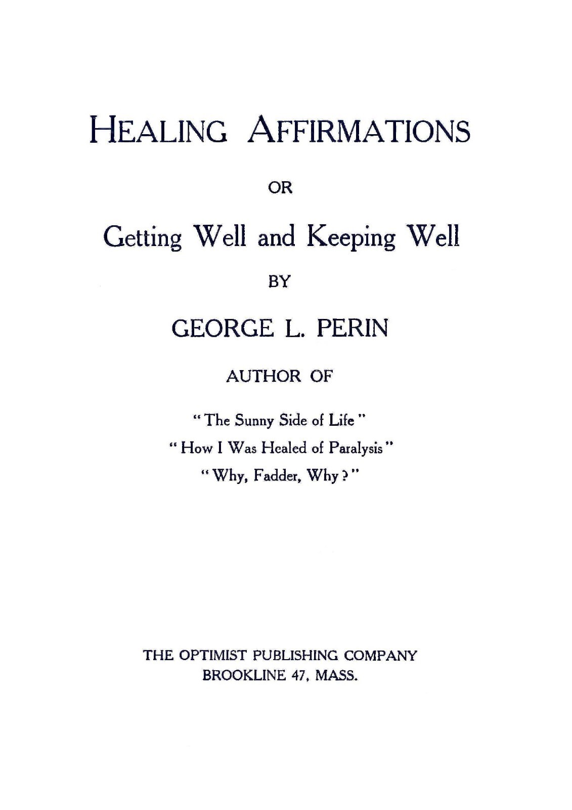Healing Affirmations “1921” 124 Pages