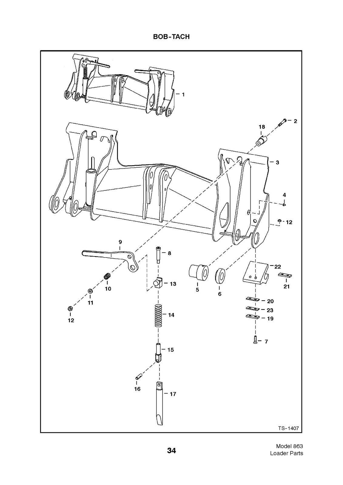 BOBCAT 863 Skid Steer Loader Parts Manual SN 514411001 Up – WIRE BOUND – COVERS