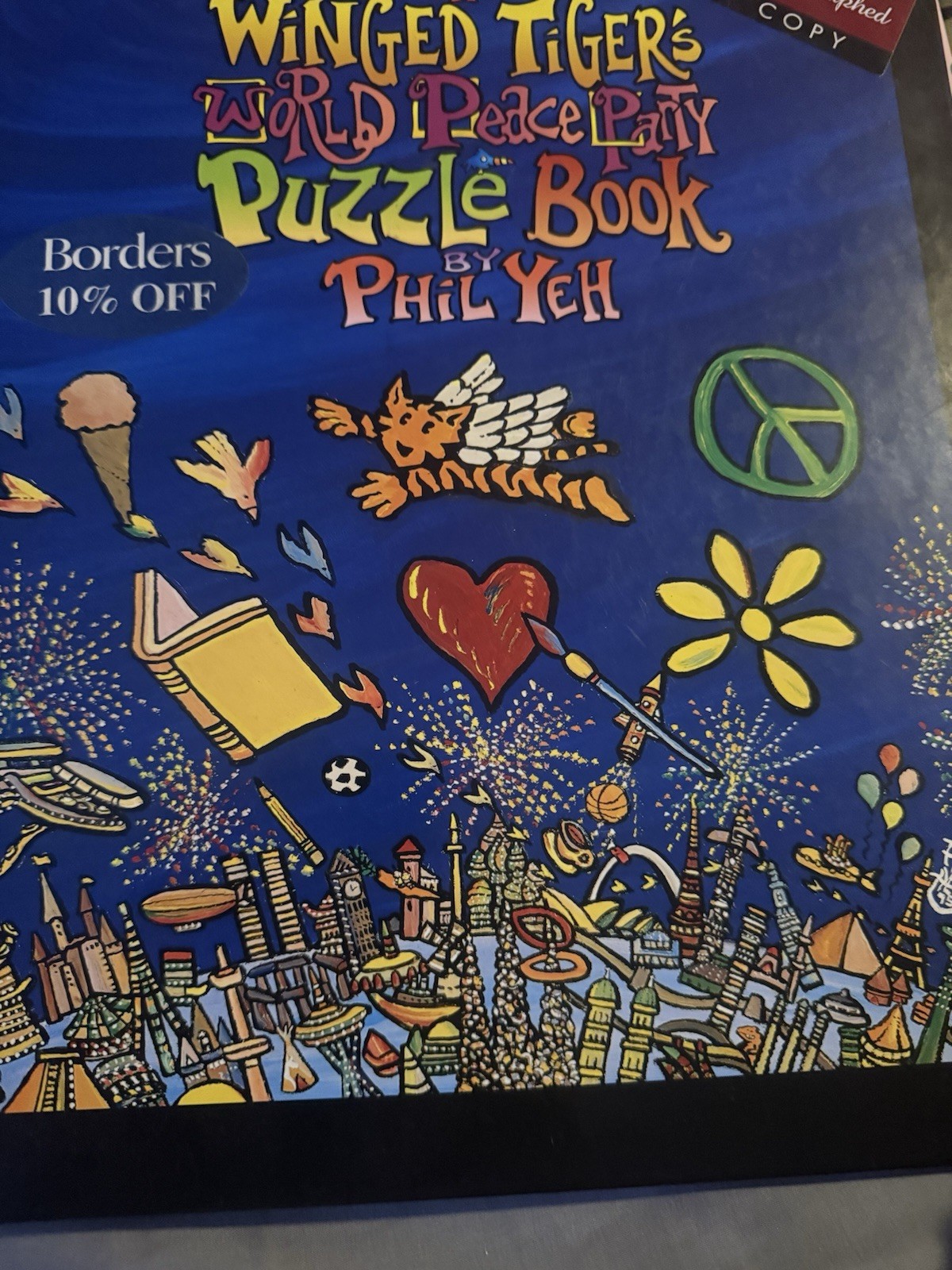 WINGED TIGER’S WORLD PEACE PARTY PUZZLE BOOK By Phil Yeh HB VG