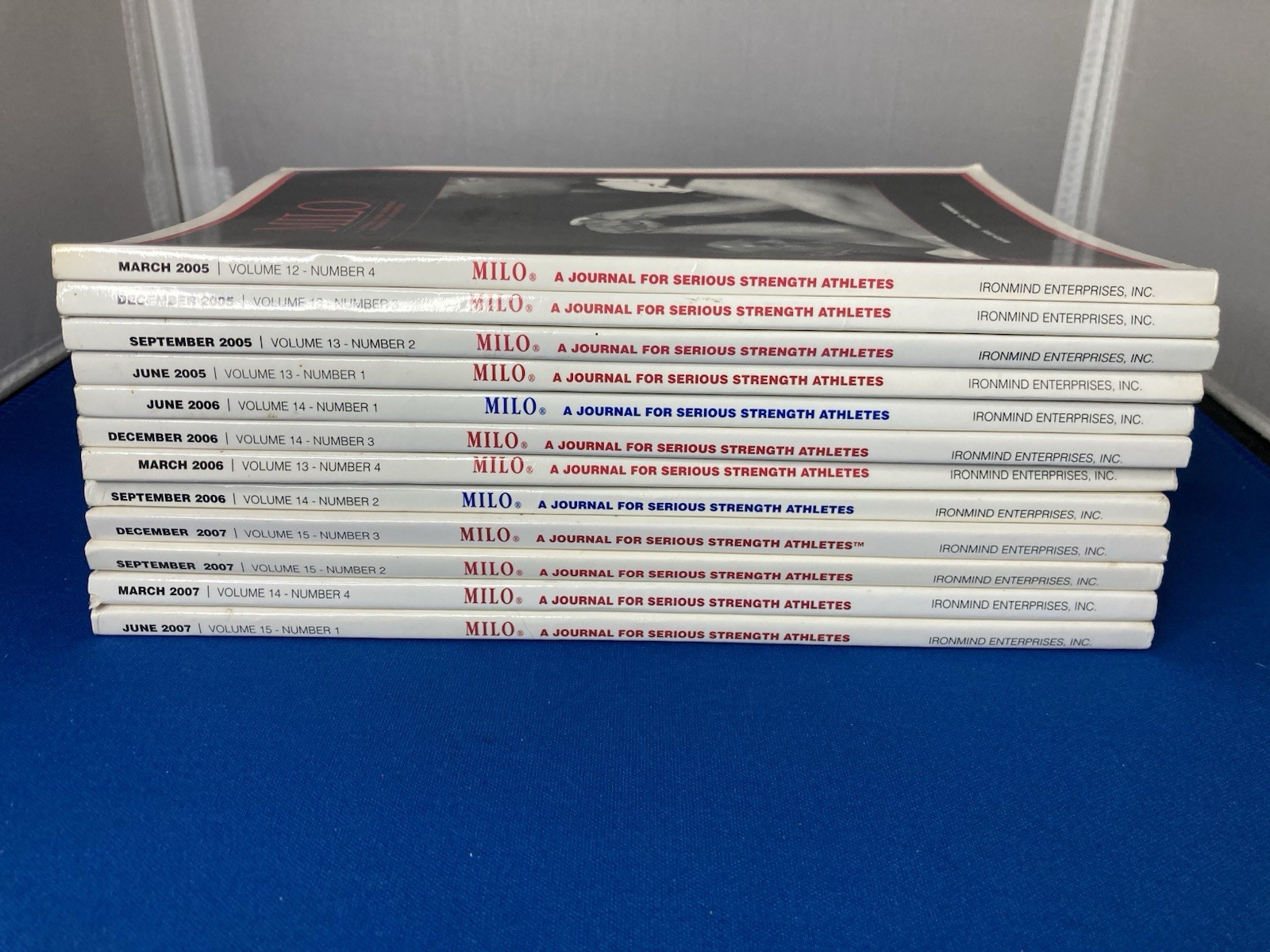 WEIGHTLIFTING-MILO JOURNALS FOR SERIOUS STRENGTH ATHLETES. LOT OF 12. 2005-2007