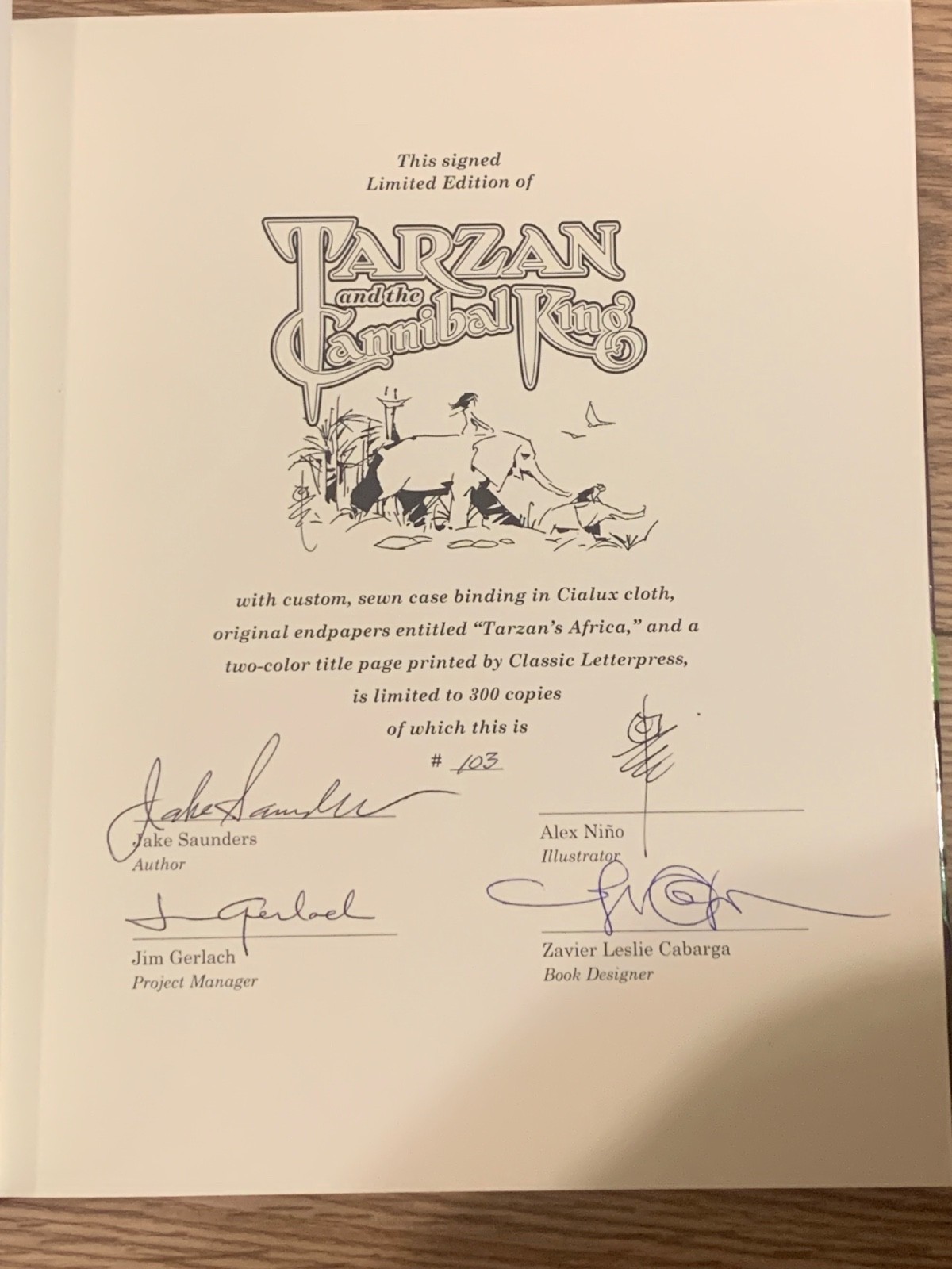SIGNED Tarzan And The Cannibal King #103/300 Deluxe Ltd Ed HC Alex Nino