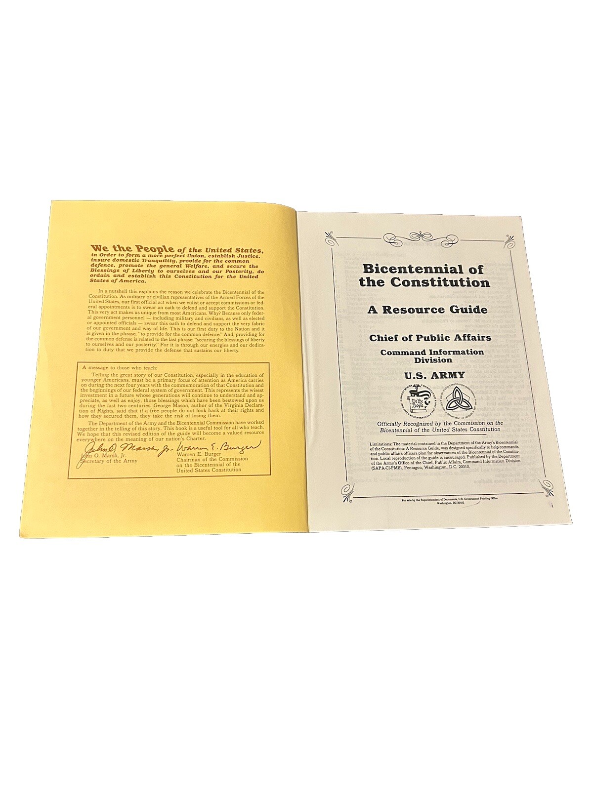 Bicentennial of the Constitution A Resource Guide Chief of Public Affairs