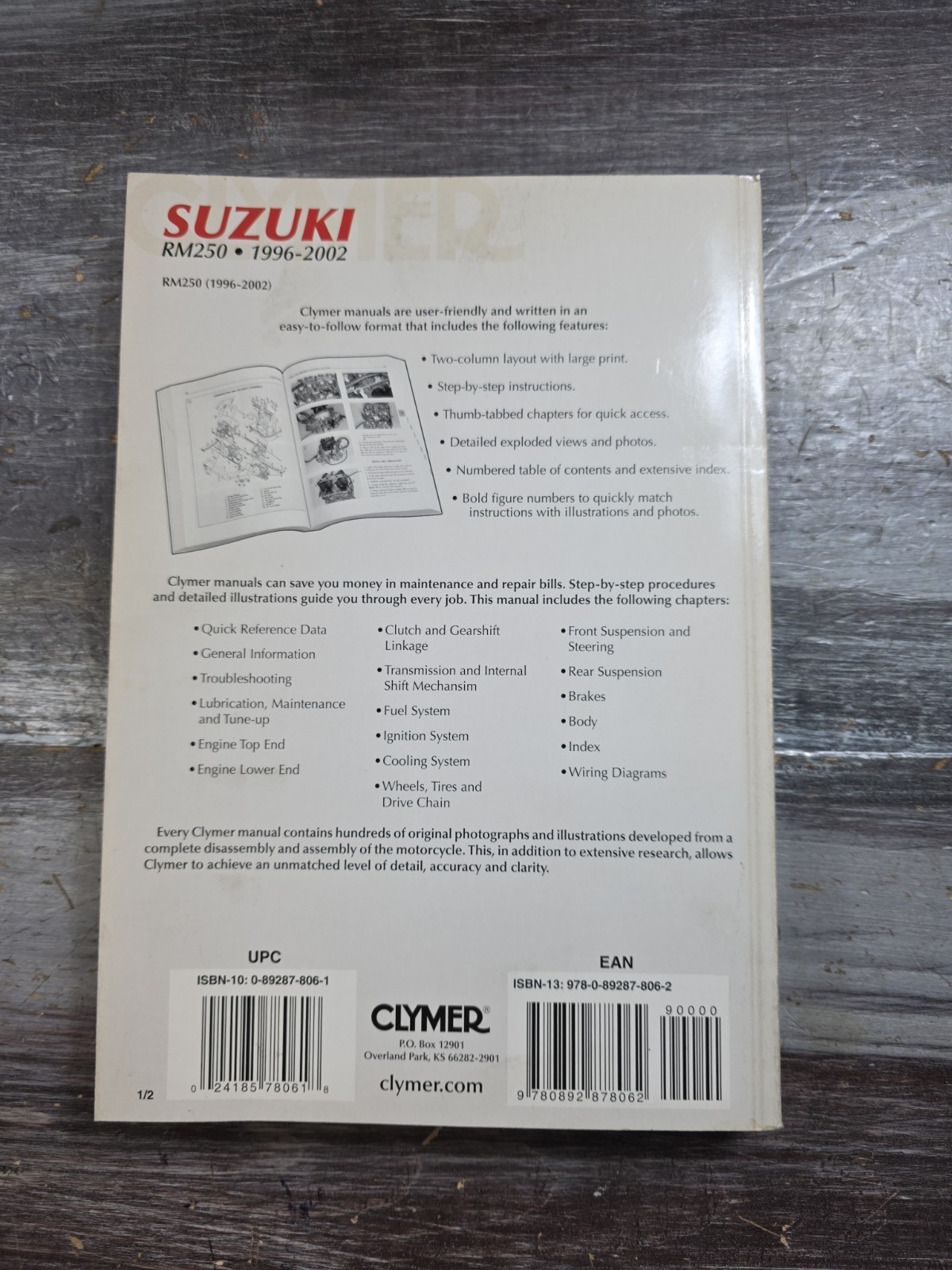 Clymer Service Repair Maintenance Manual M401 Suzuki RM250 1996-2002