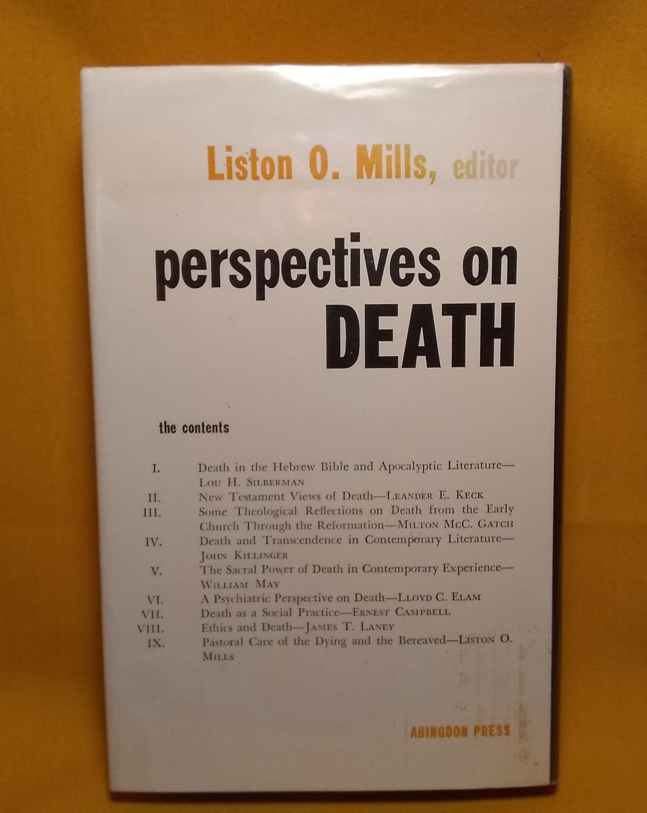 Perspectives on Death, Liston O. Mills, 1969 HCDJ ex-library Abingdon Press