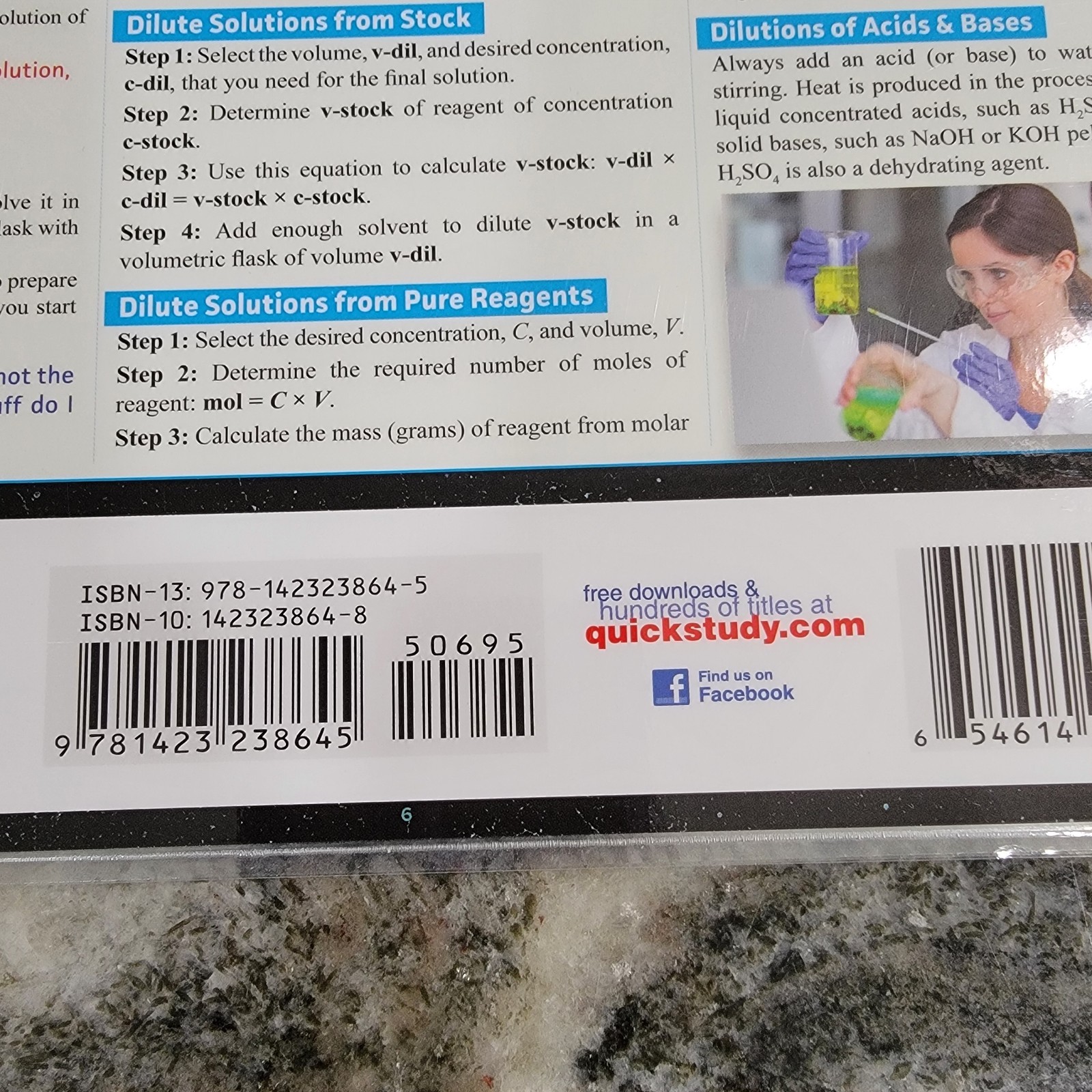 Quick Study Chem Lab Basics Laminated Study Guide Periodic Table Safety