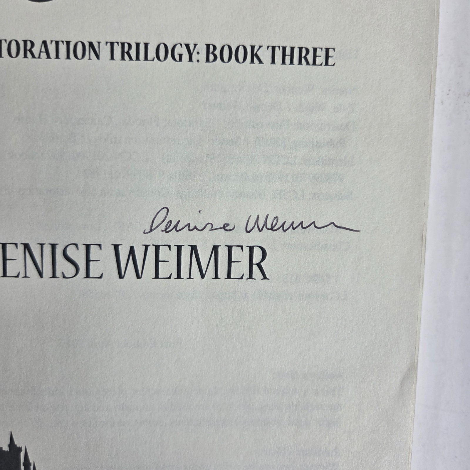 Denise Weimer Restoration Trilogy White Widow Witch 1 SIGNED Author Paranormal