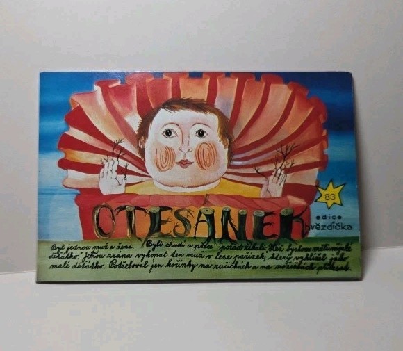 Rare Vintage Czech Otesanek Fold-Out Story Booklet 11 Illustrated Pages