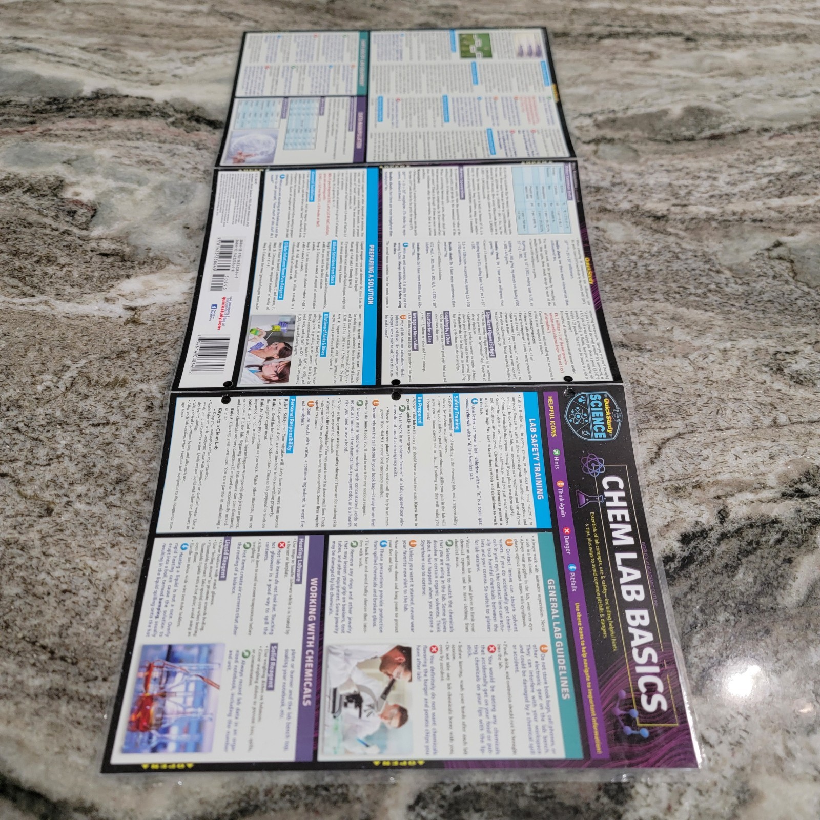 Quick Study Chem Lab Basics Laminated Study Guide Periodic Table Safety