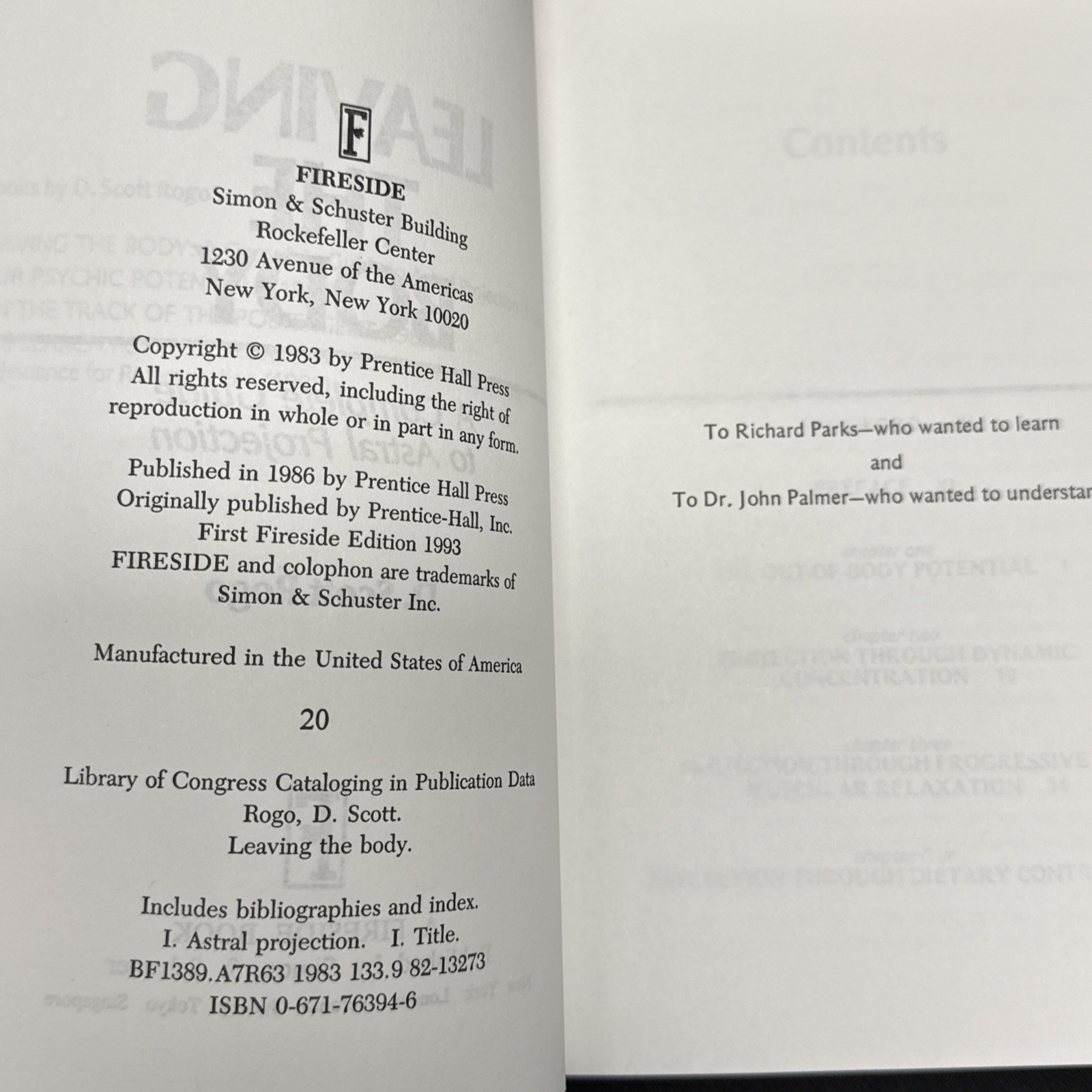 Leaving the Body : A Complete Guide to Astral Projection by D. Scott Rogo 1st Ed