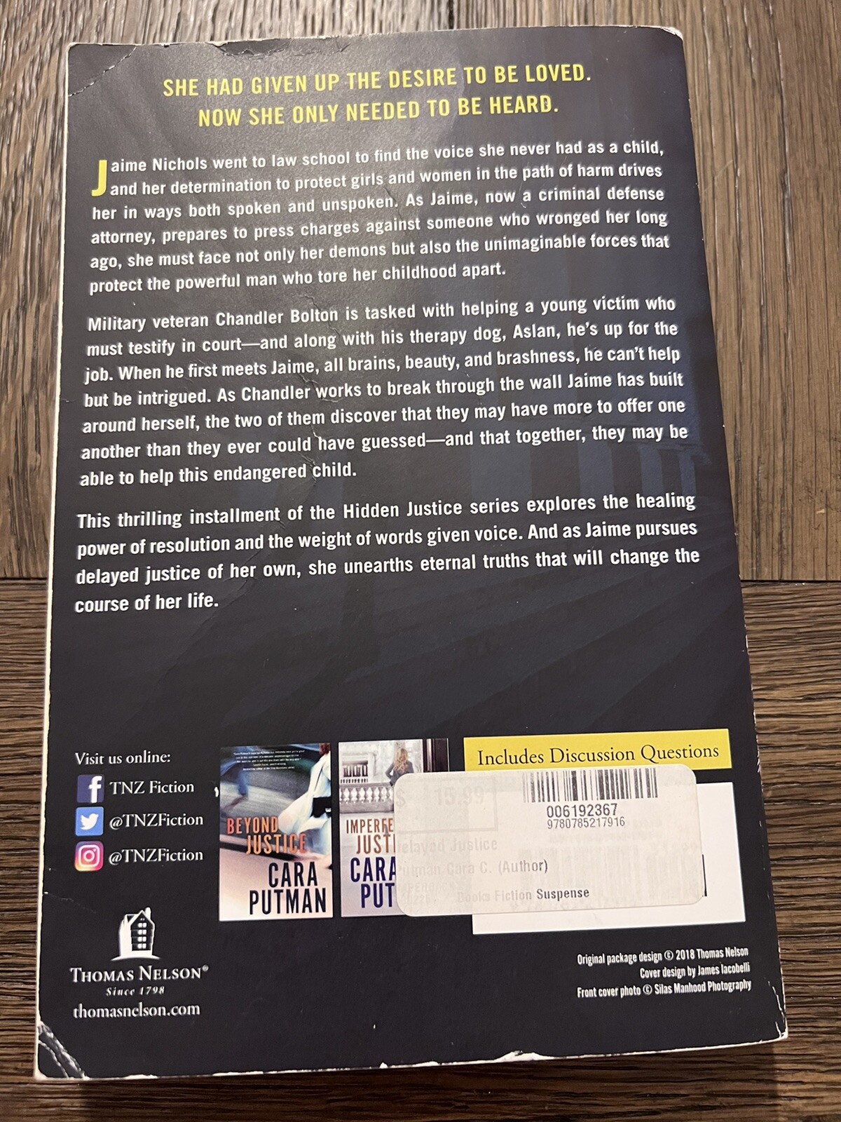 Delayed Justice Book by Cara Putman Thomas Nelson Christian Fiction Legal Thrill