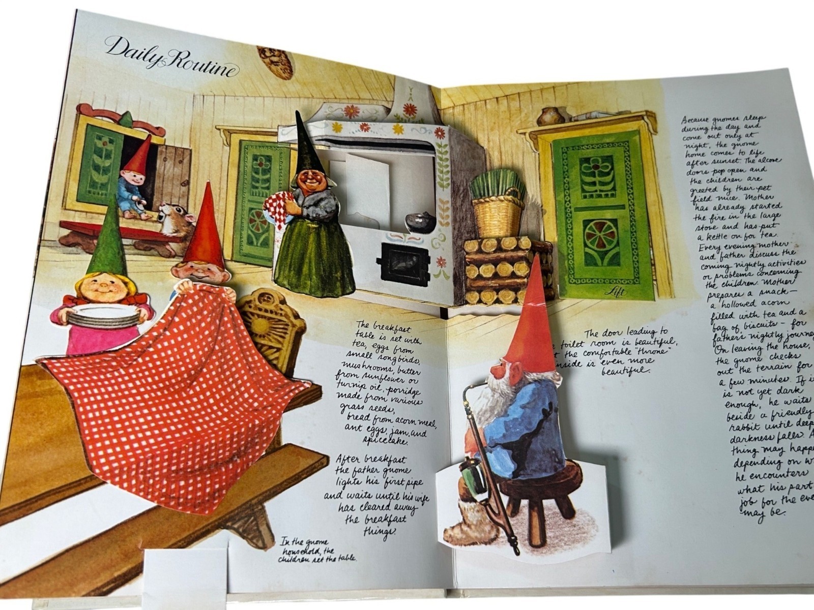 1979 THE POP-UP BOOK OF GNOMES by Rien Poortvliet & Wil Huygen Abrams Whimsical
