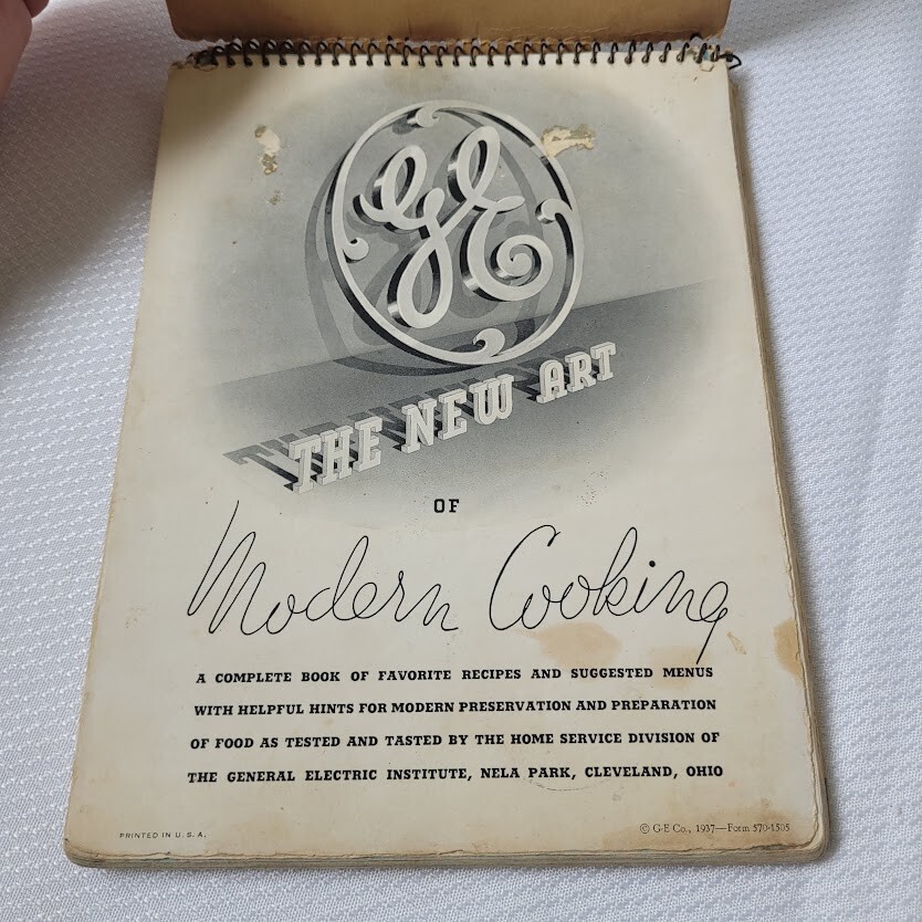 The New Art General Electric Kitchen Institute 1937 Cookbook Recipes VTG PreWWII