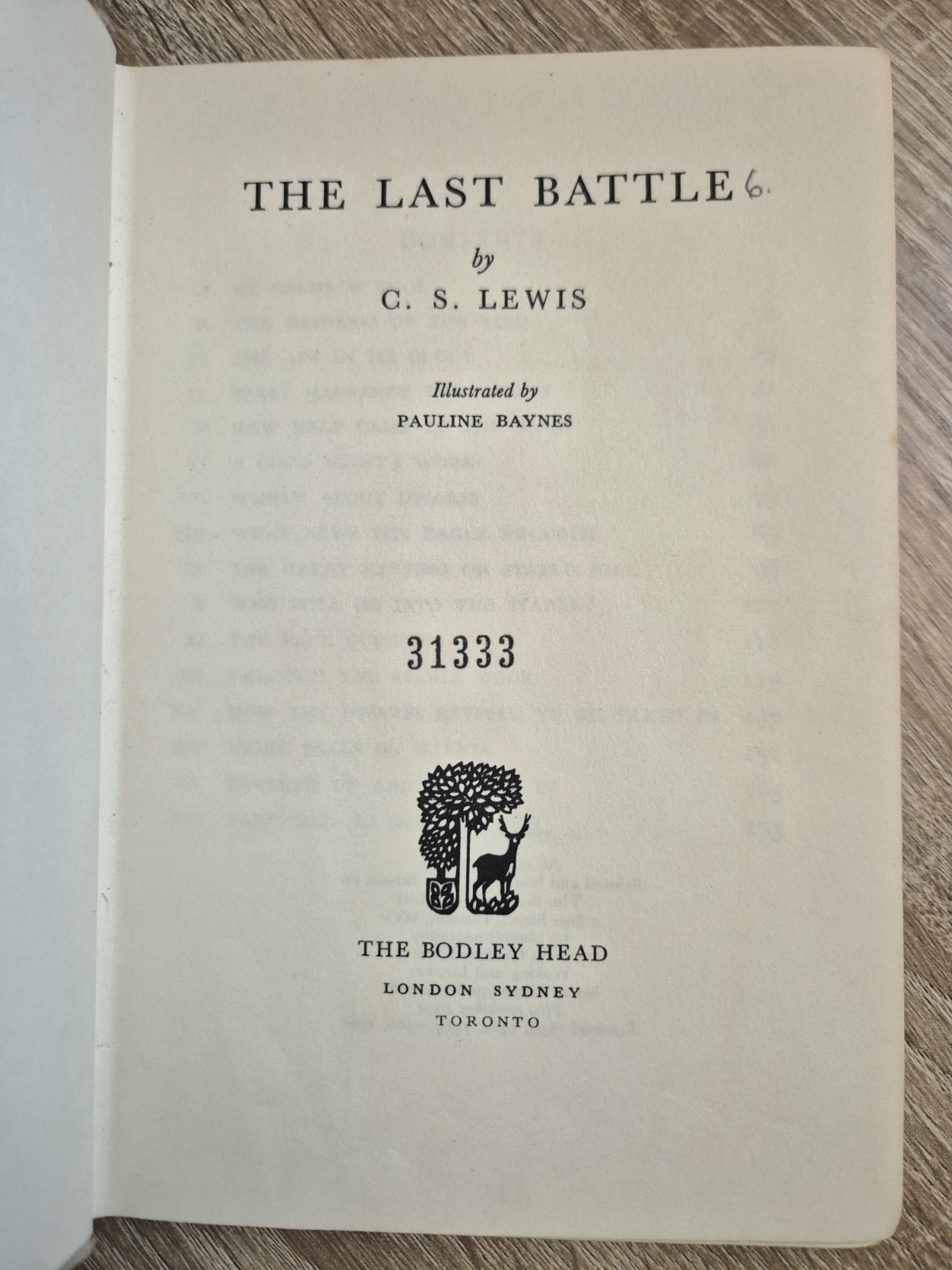 An Original Authentic C S LEWIS The Last Battle 1968-1st Edition sixth Imp