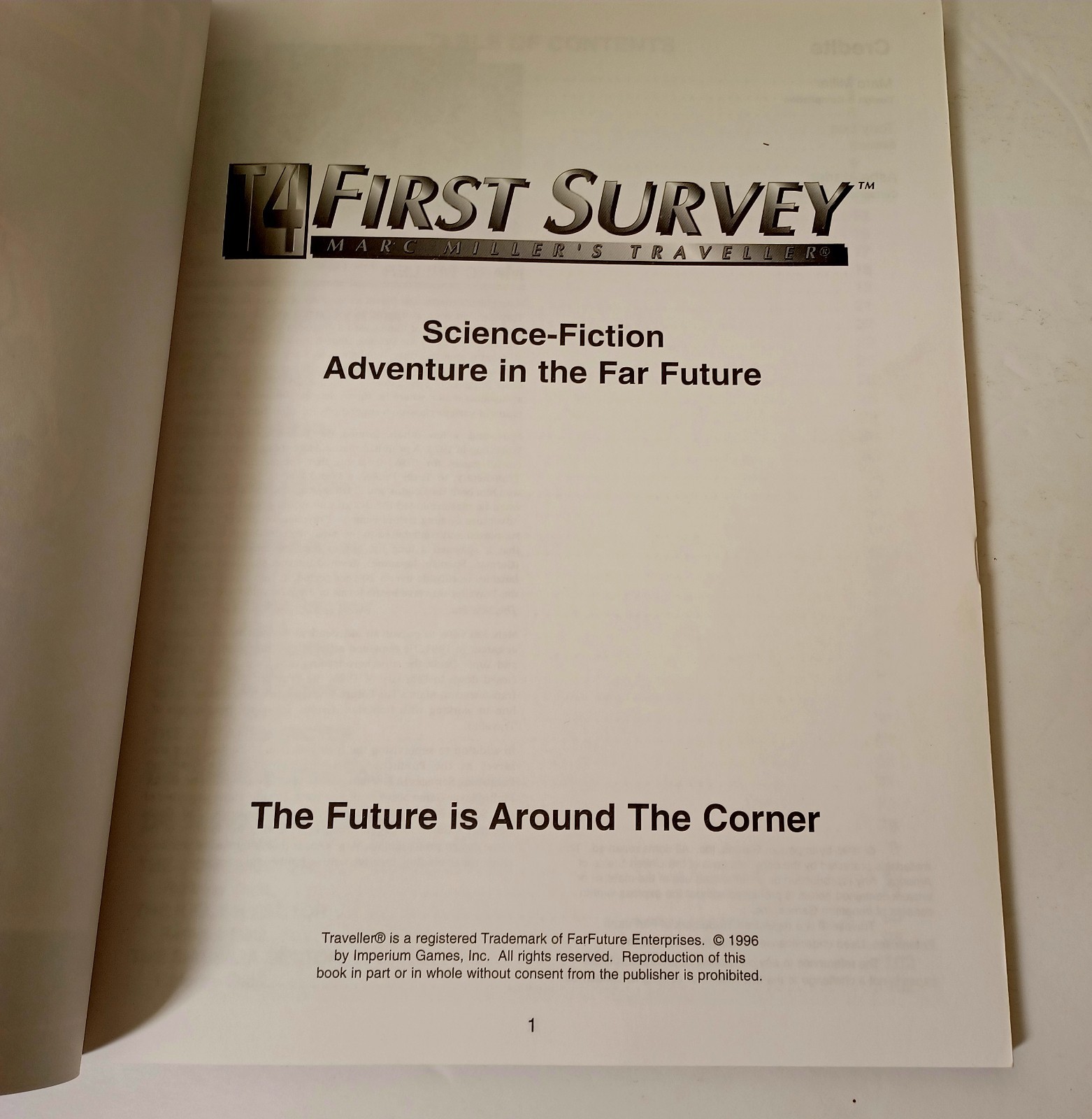 First Survey Marc Millers Traveller T4 RPG 1996 Imperium Games Sci Fi Book