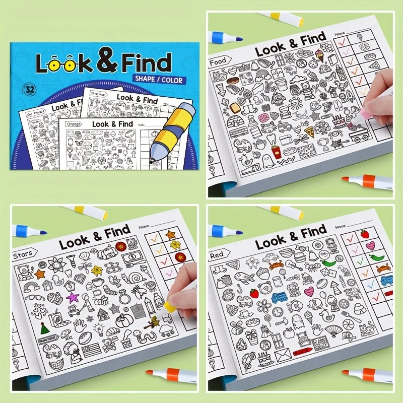 Kids Hidden Objects Coloring Book Find & Color Activity Puzzle Workbook