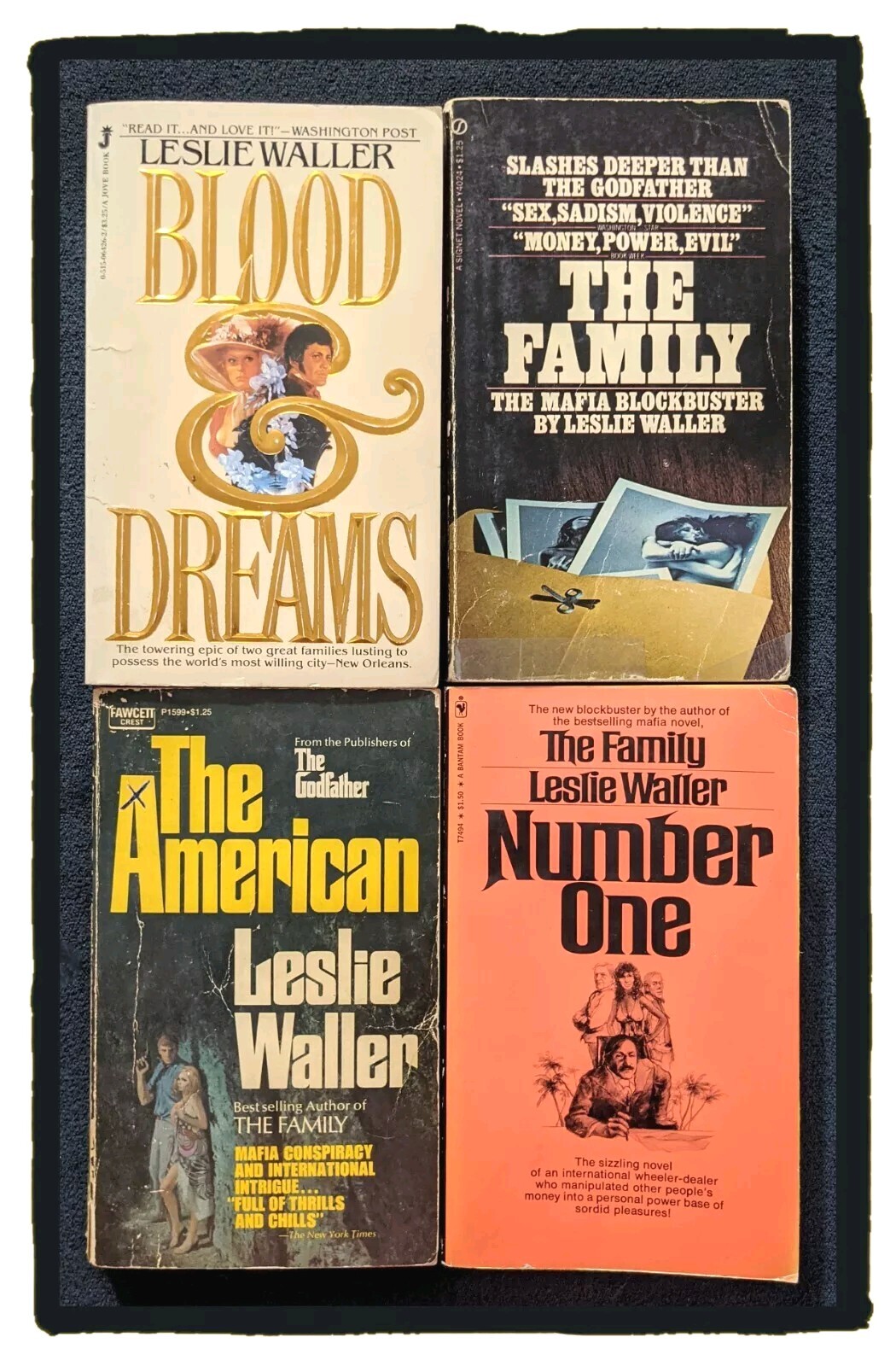 Lot Of 4 Leslie Waller Books Number One Family American Blood & Dreams (1972)