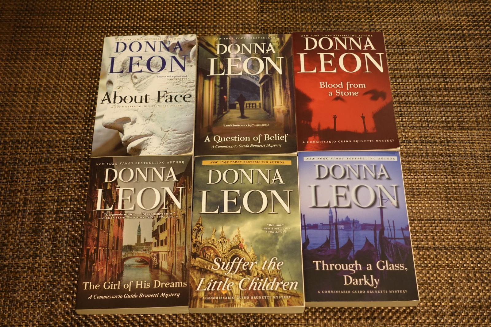 Lot 6 Donna Leon Pb Book : Girl of His Dreams, About Face, Blood From a Stone,