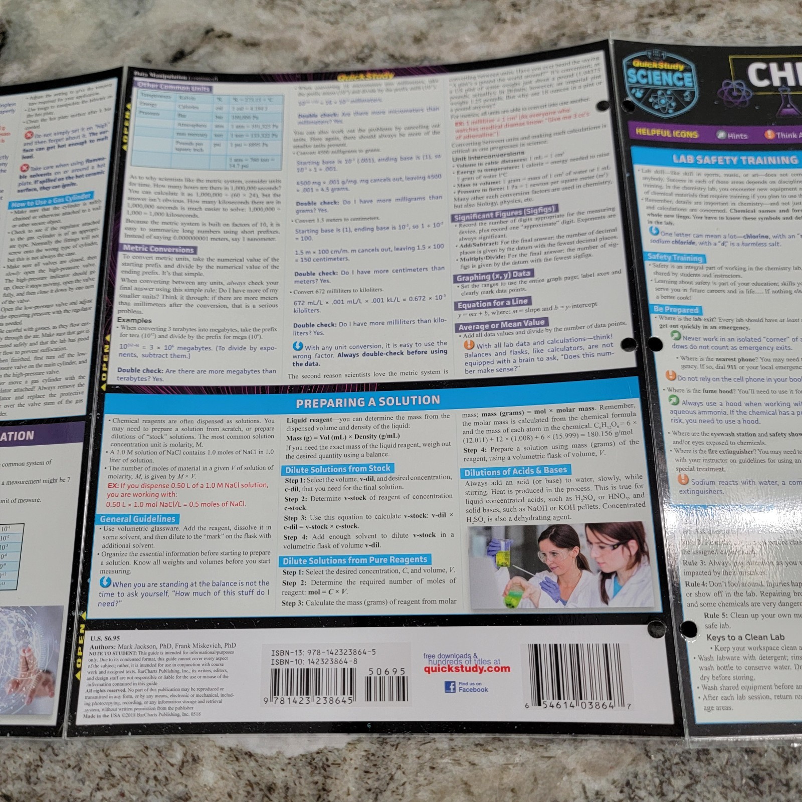 Quick Study Chem Lab Basics Laminated Study Guide Periodic Table Safety