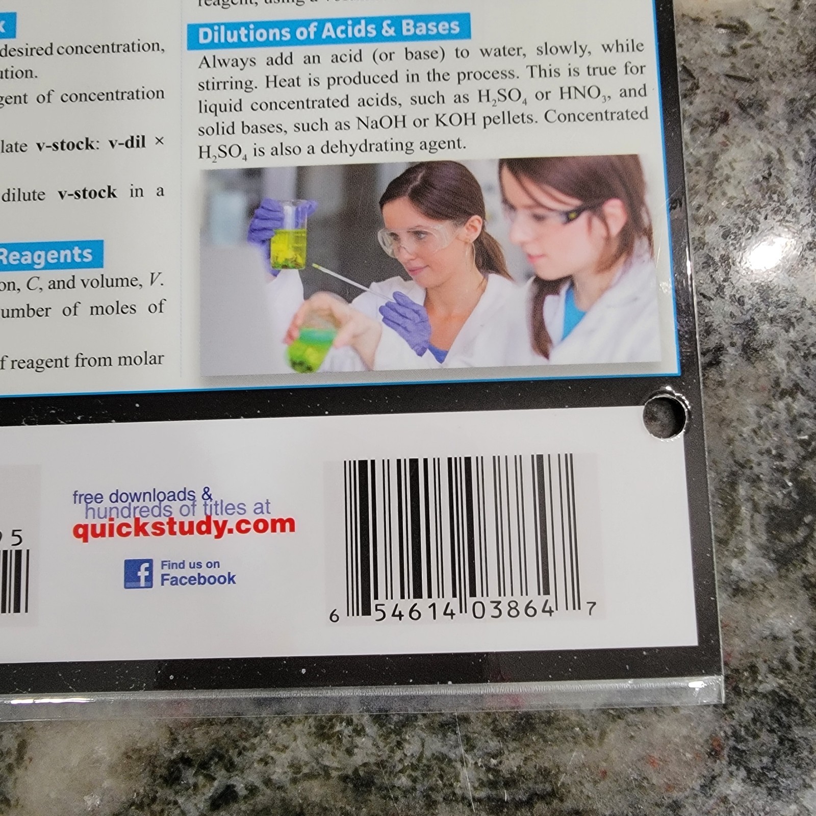 Quick Study Chem Lab Basics Laminated Study Guide Periodic Table Safety
