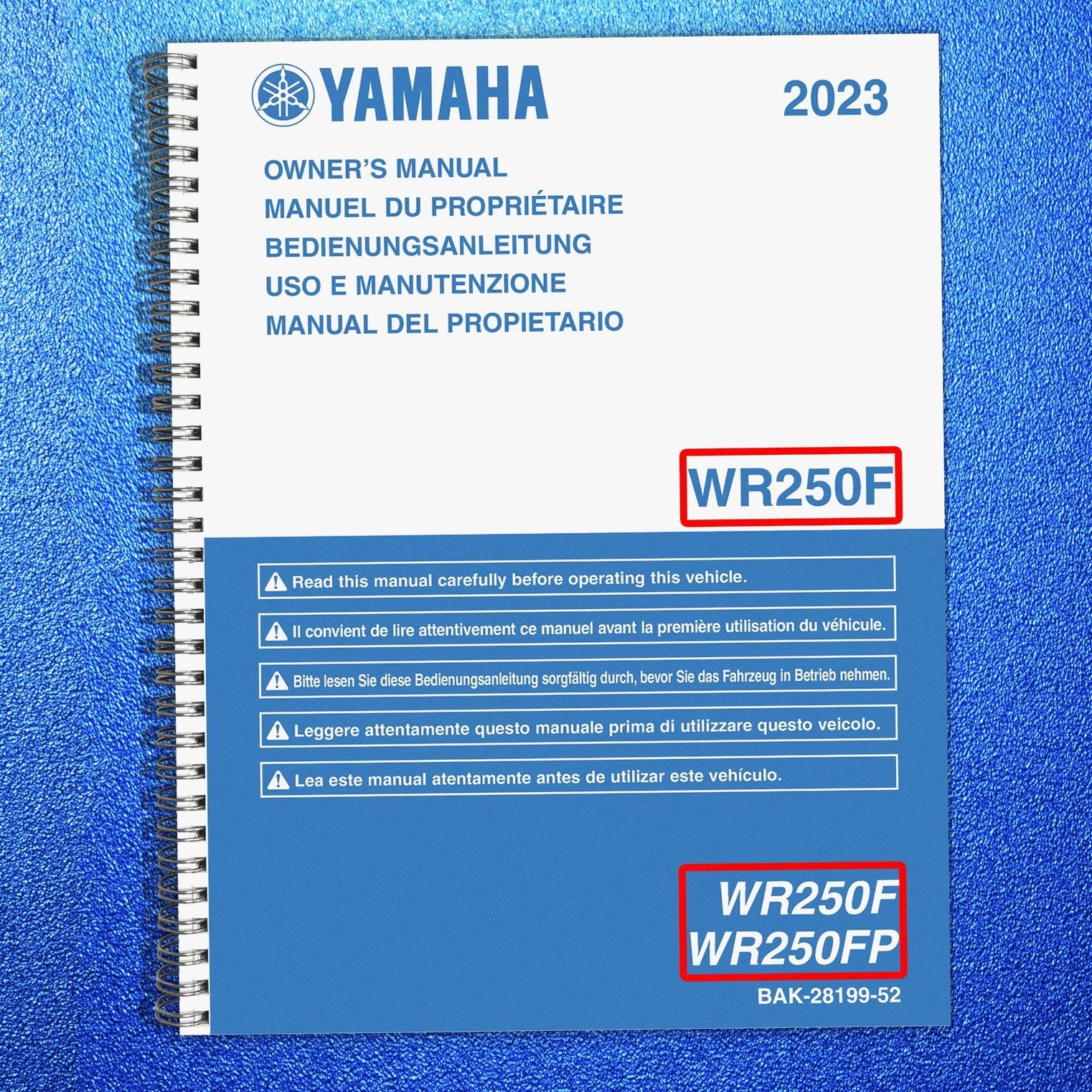 YAMAHA WR250F WR250FP Owners Manual 2023 – SECURED – COVERED – XL FOLDOUT PAGES