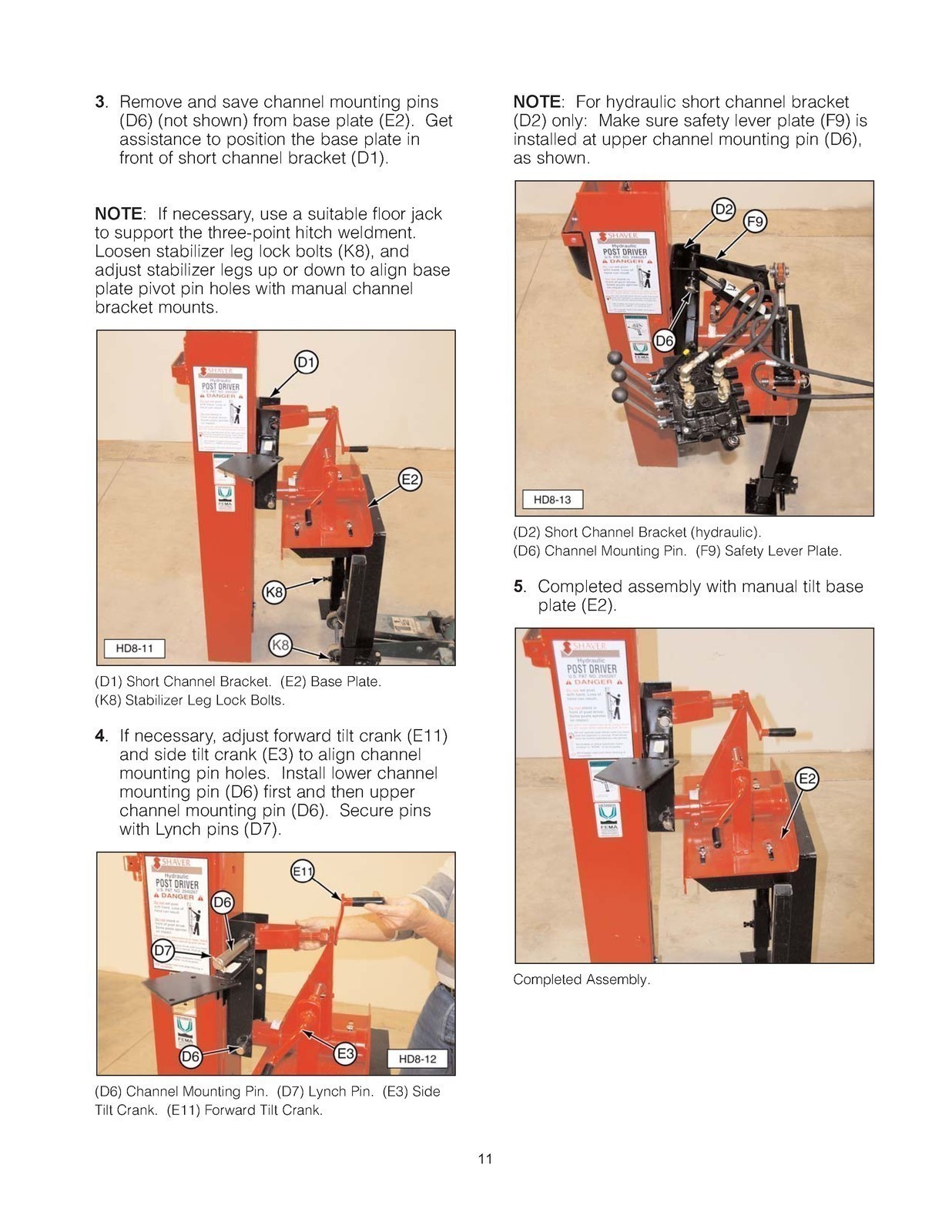 SHAVER Hydraulic Post Driver HD-8-H Operator Manual FASTENED – TOUGH JACKET